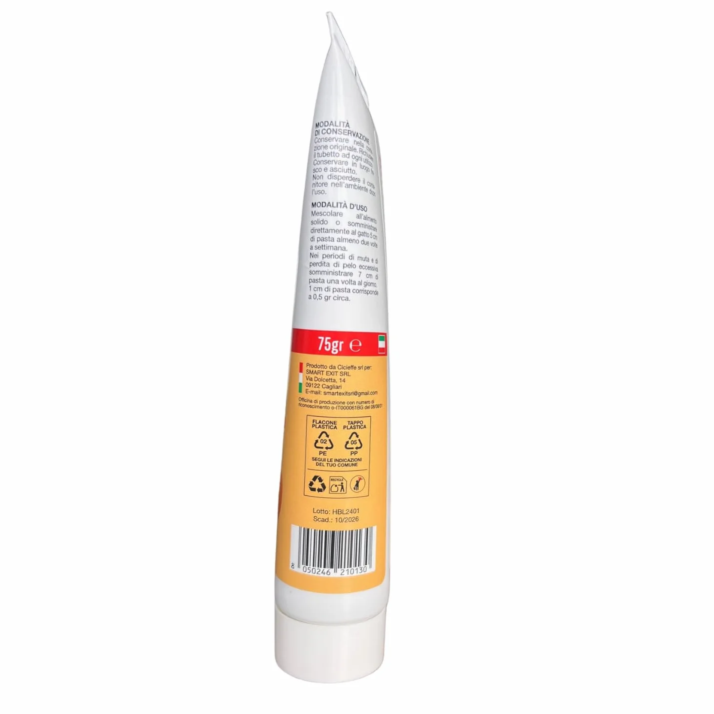 Pasta al malta para gatos, pasta antibolis para gatos, alimento complementario con Taurina Omega 2 y Omega 6, Hairball Light, tubo de 75 gramos