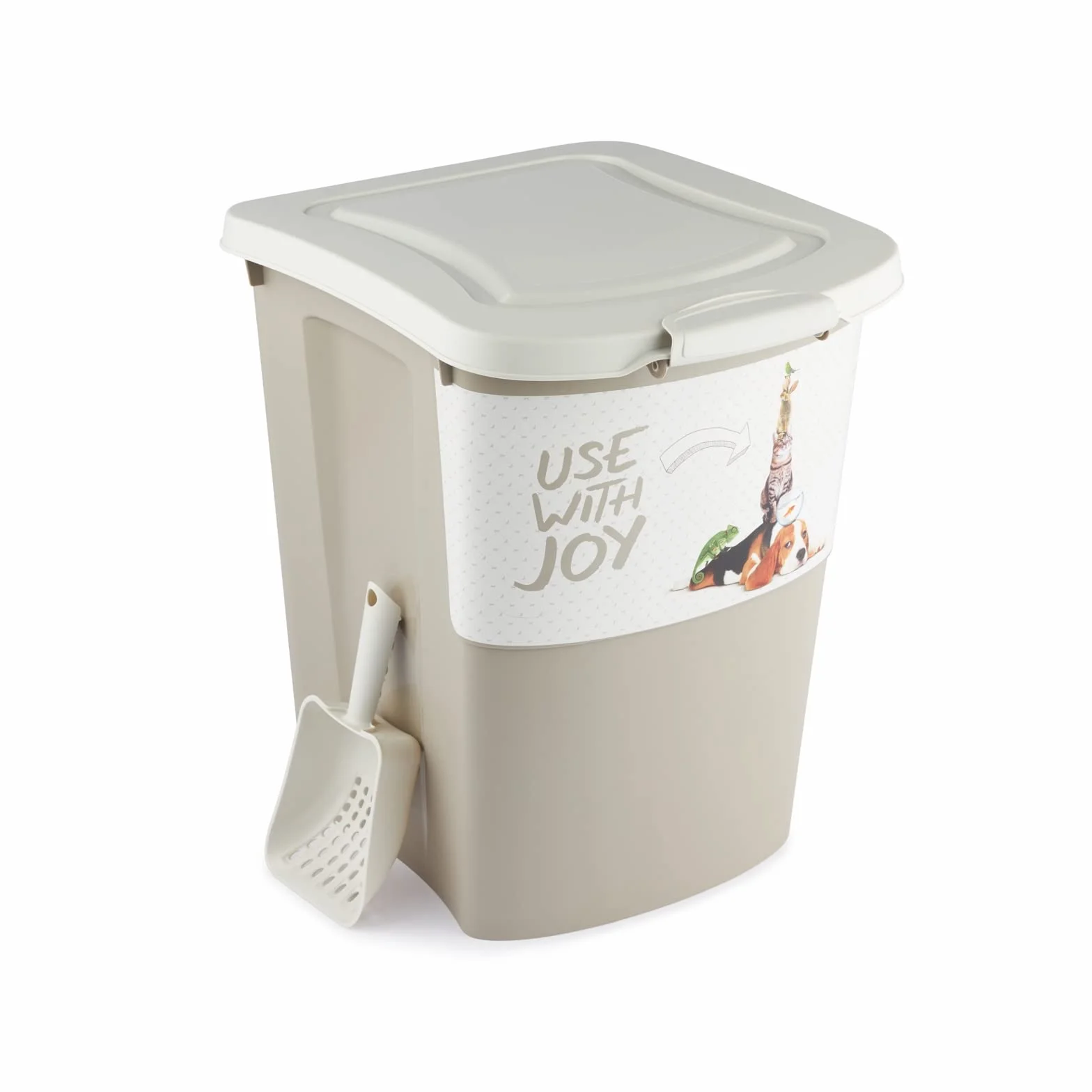 Rotho Archie Contenedor de comida para mascotas 38l con tapa, Plástico (PP) sin BPA, multicolor, 38l (41.0 x 37.0 x 50.0 cm)