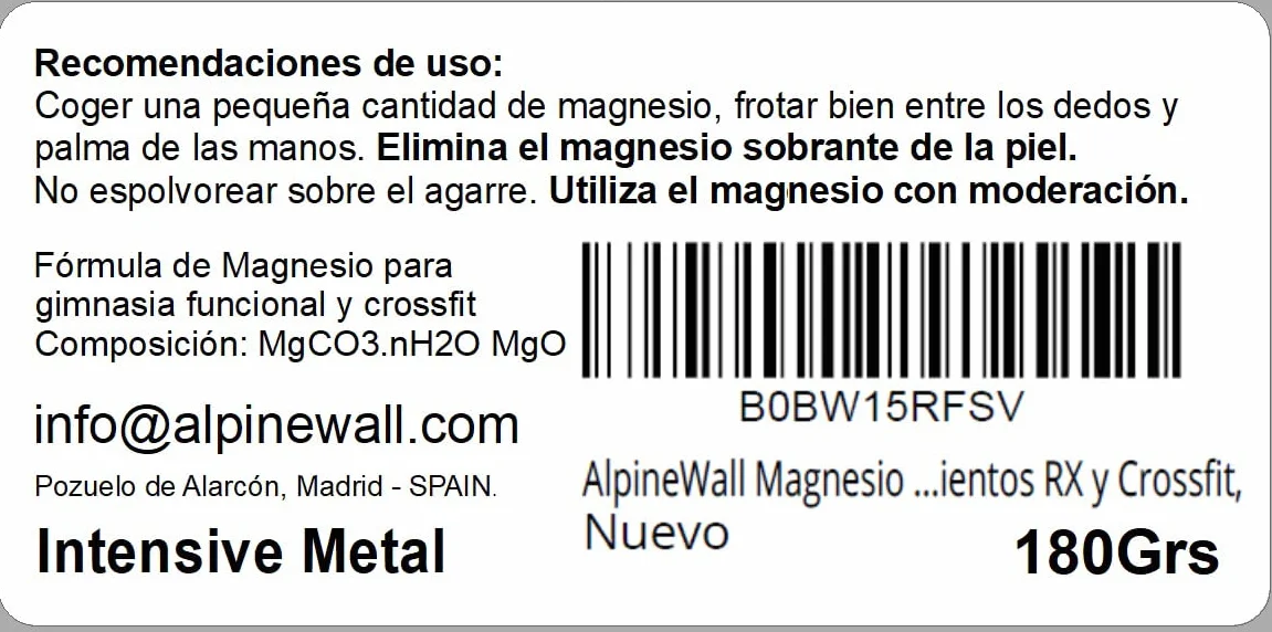 Magnesio Crossfit Intensive Metal Fórmula entrenamiento Gimnasio