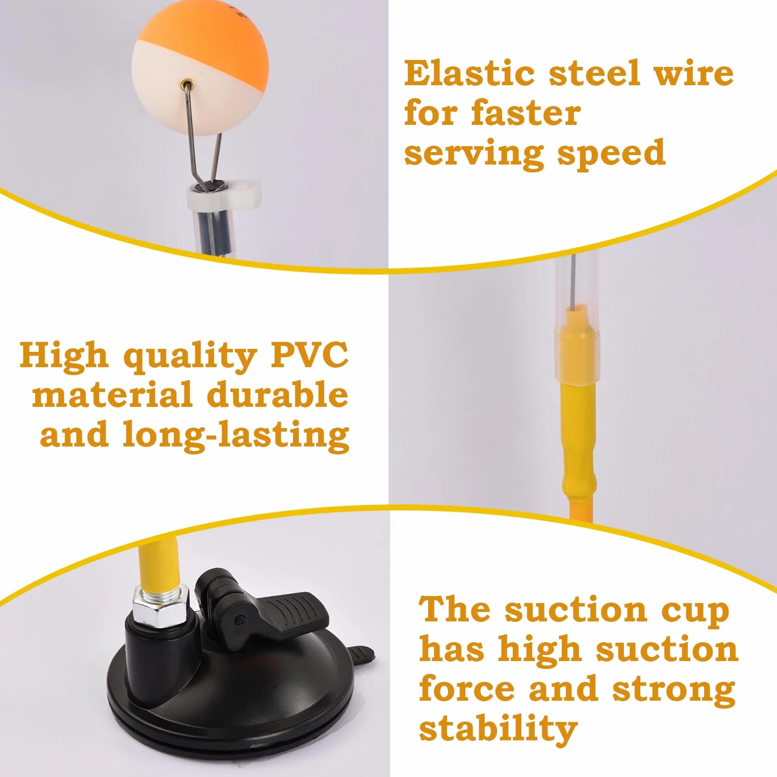 Entrenador de Tenis de Mesa PVC con Ventosa, Sistema de Rebote Ajustable, Robot de Entrenamiento con 2 Pelotas