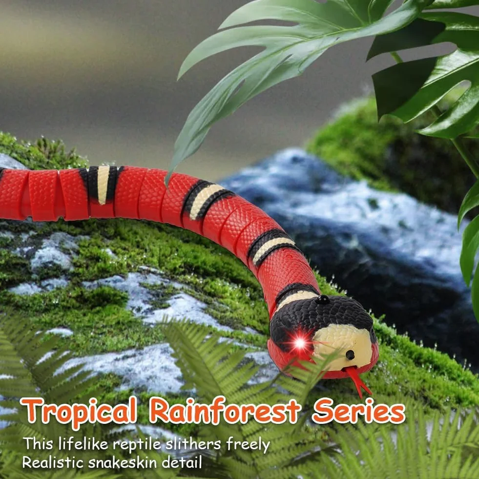 Cat Snake Toys, 40cm Smart Sensor Simulated Snake Juguetes Eléctricos Gatos, Juguetes Interactivos Gatos Recargables por USB, Juguetes Serpiente Inducción con Lengua Retráctil Cola Que Se Mueve