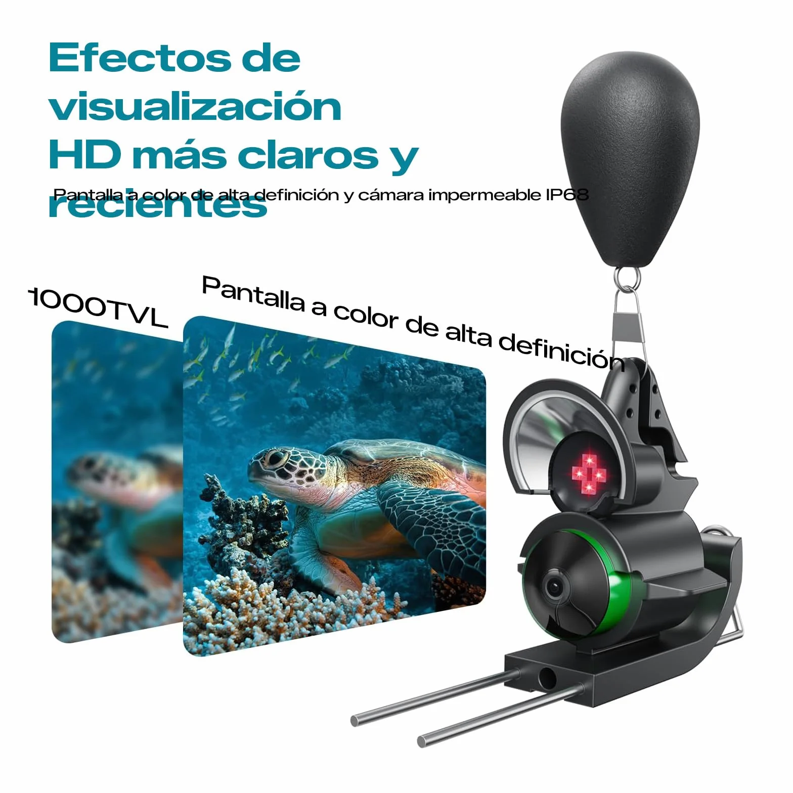 FourQ Cámara de Pesca Subacuática 4.3" HD 220° Gran Angular Visión Nocturna IR Cable 30m Impermeable Batería 5000mAh