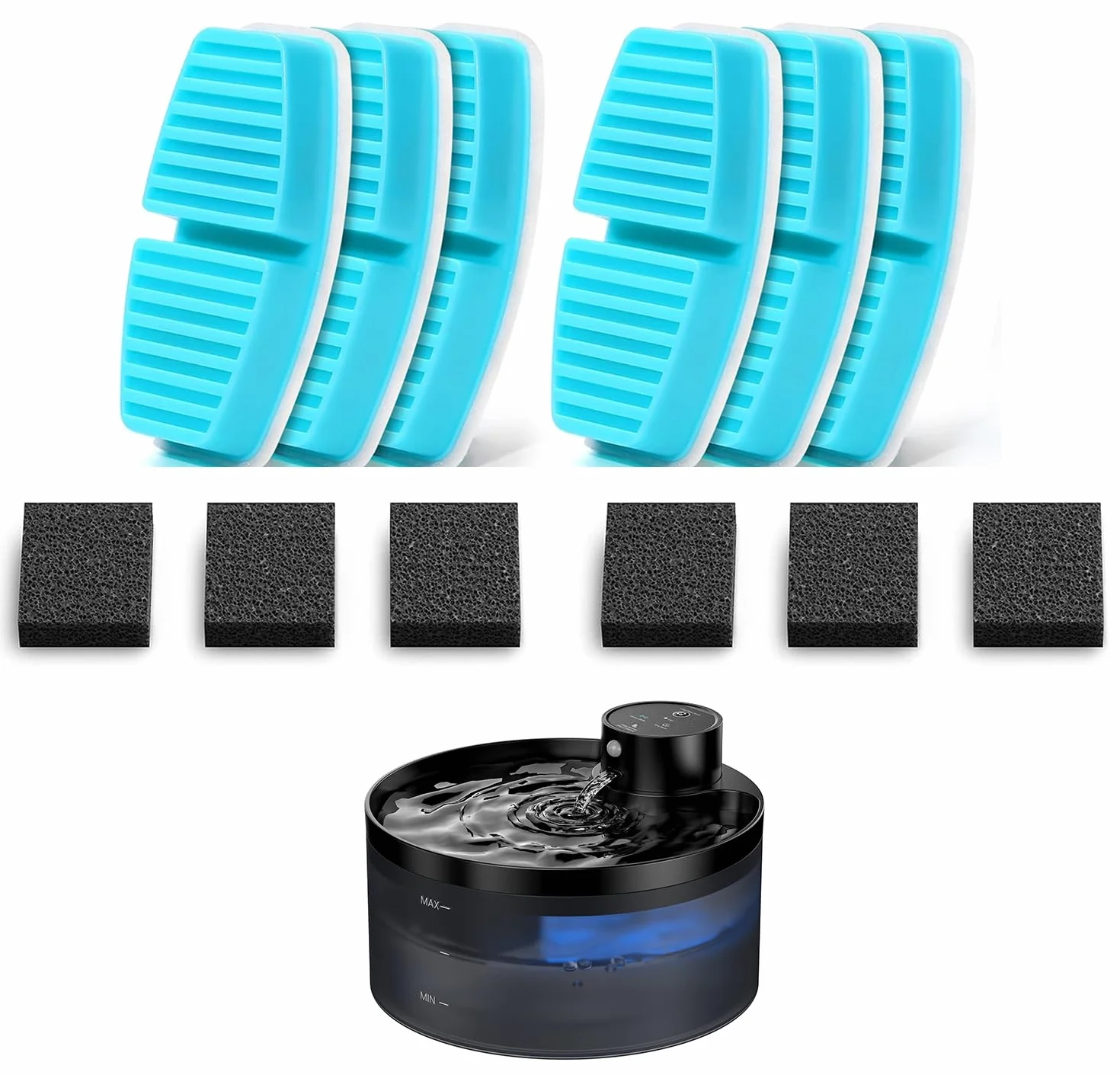 GIOTOHUN 12 Fuente para Gatos Filtros: Bebedero Gatos Filtros - 6 Filters de Carbón + 6 Filters de Esponja - Apto para Dispensador Agua sin Cable (B0CPHQ12FV)