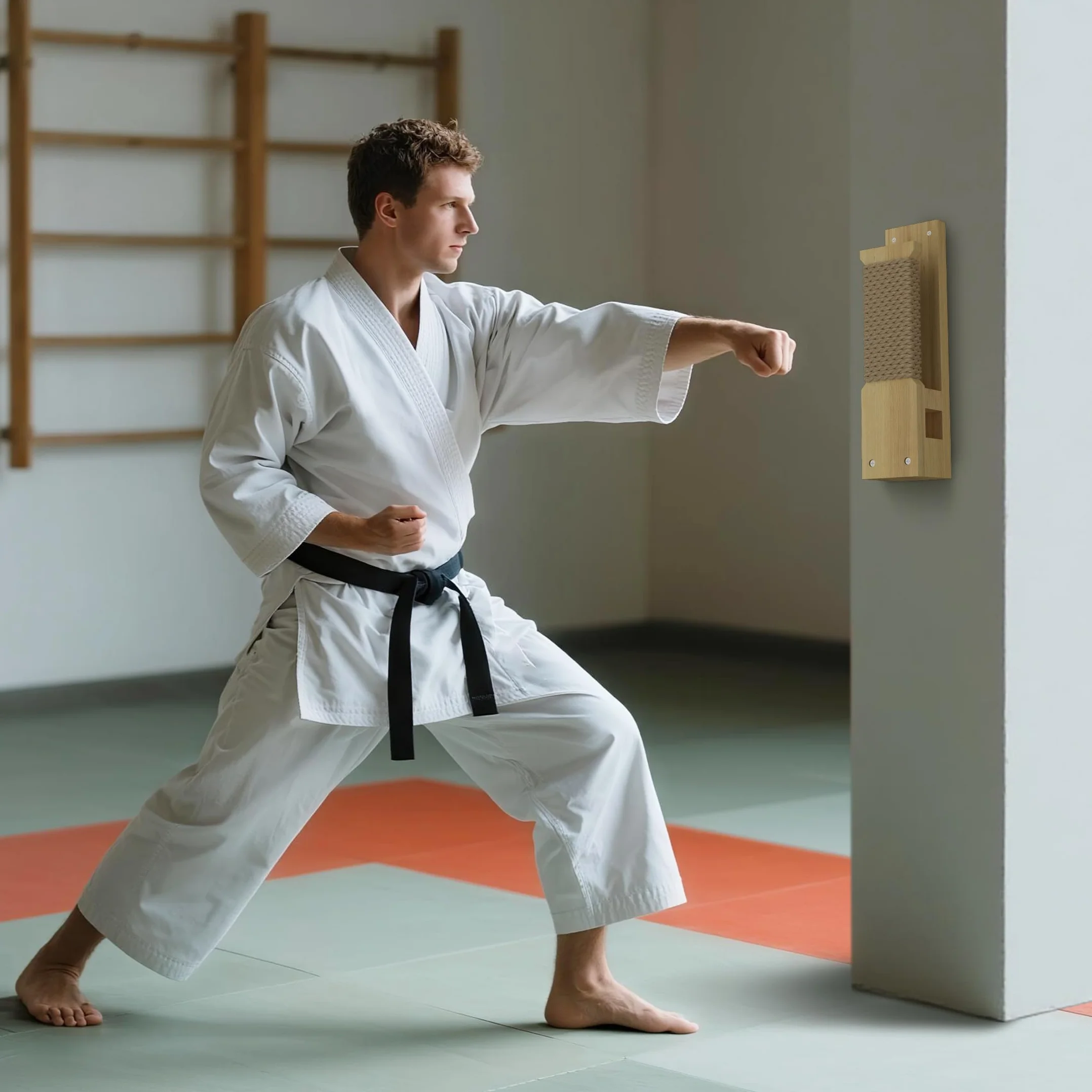 Soporte de Pared Makiwara 18 x 4.5 Pulgadas, Almohadilla de Golpe Tradicional Profesional