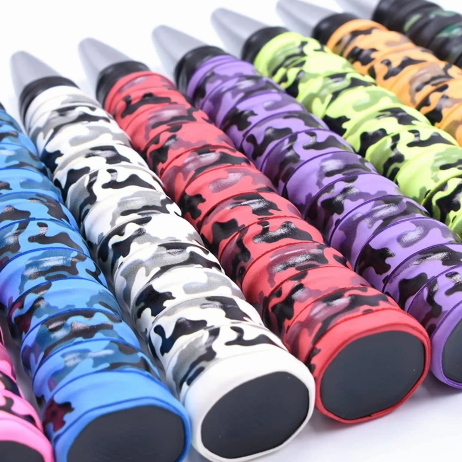 Baseball Bat Grips 0.8mm Camouflage Grip Tape Replacement for Baseball Tennis Badminton Racquet - White