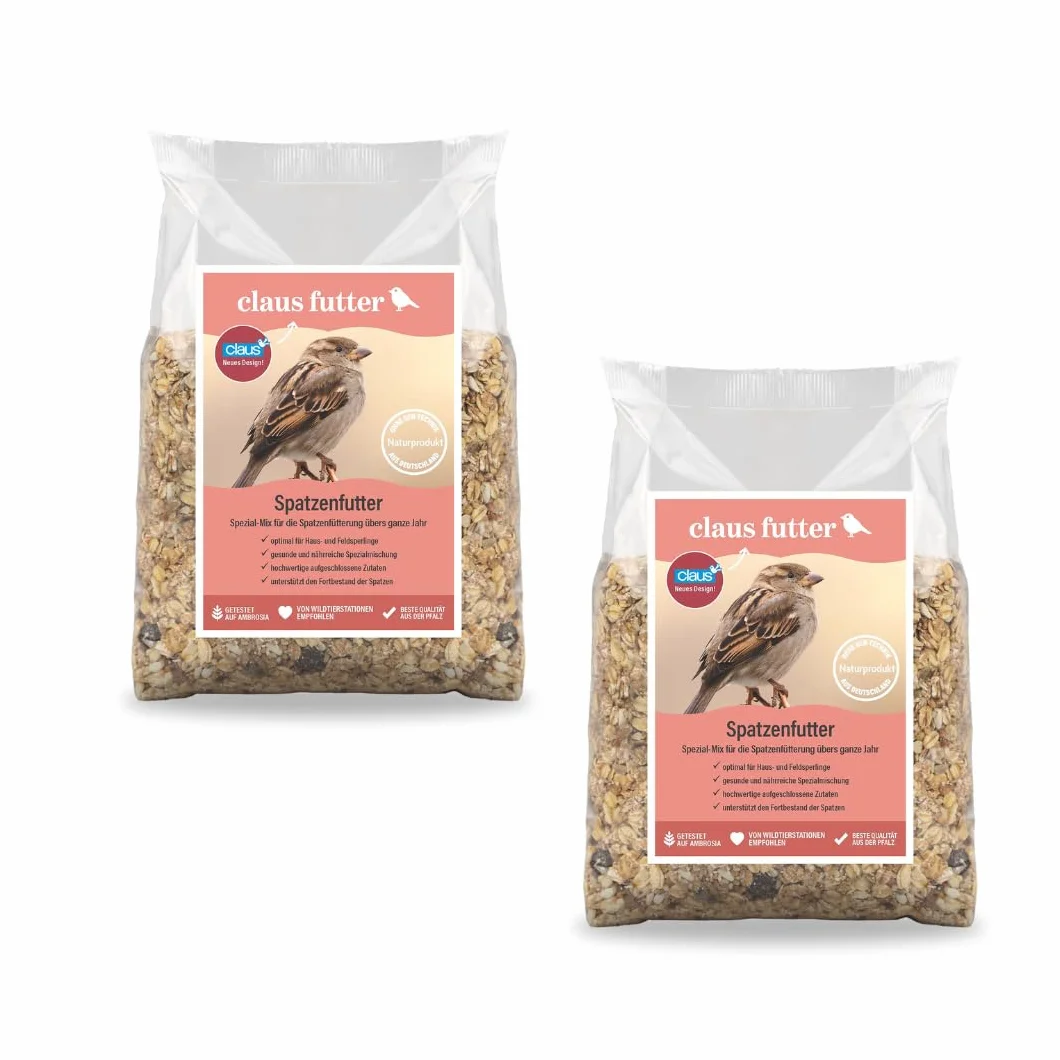 Claus Pienso para gorriones, mezcla especial para alimentación todo el año, paquete doble, 2 x 700 g