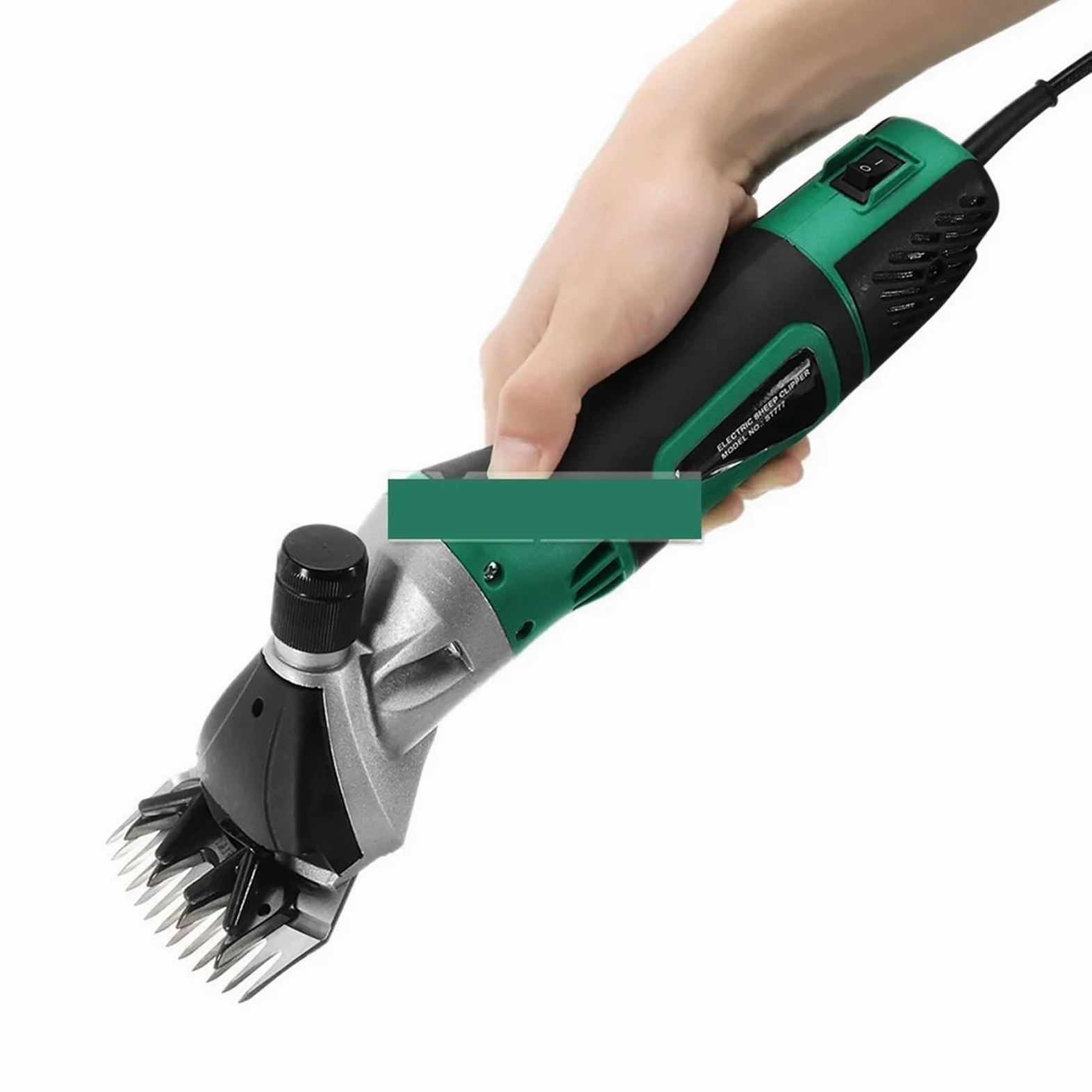 Tijeras eléctricas de lana de 13 dientes, kit for esquilar ovejas y mascotas, tijeras for esquilar cabras y caballos. Instrumento de medición(Green/Black)