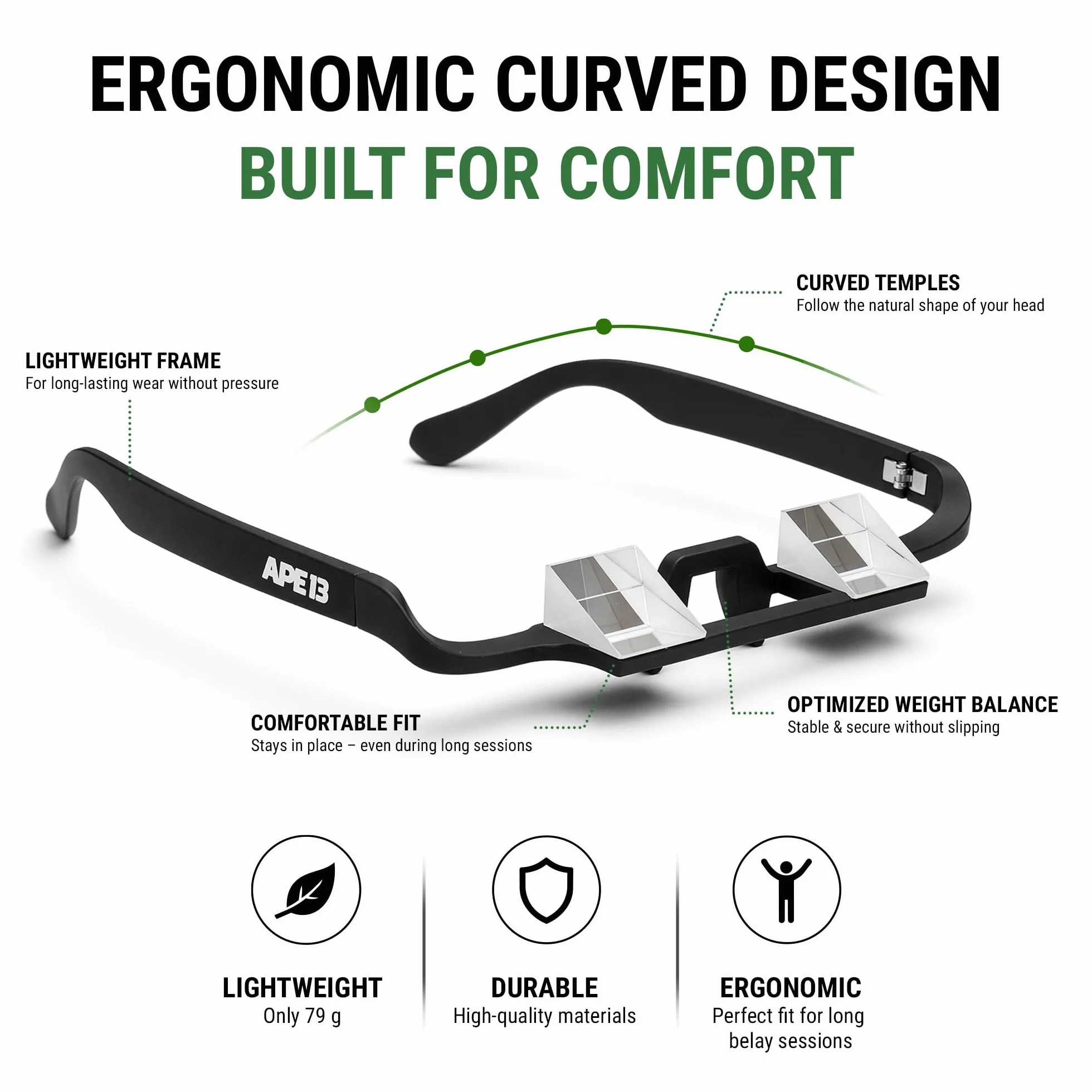 Climbing Belay Glasses Gafas de escalada para asegurar con prisma ligeras resistentes