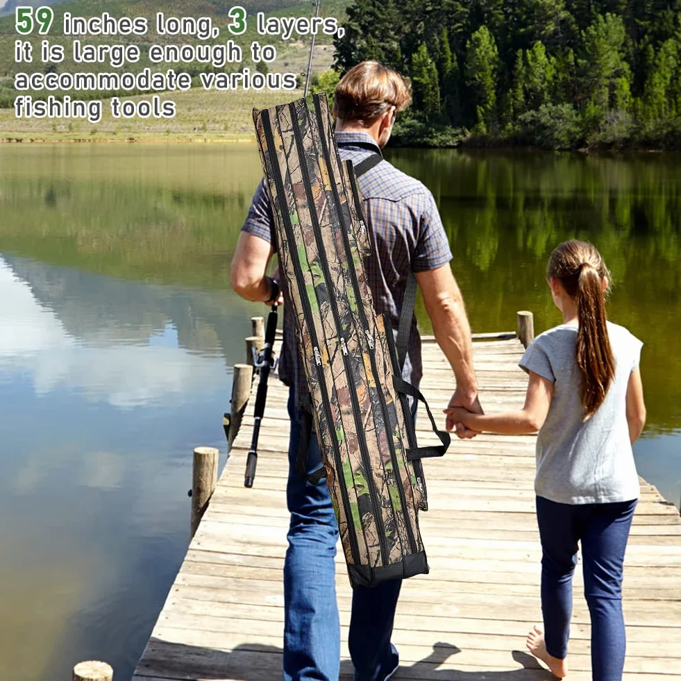 Bolsa de Pesca Oxford 150cm 3 Capas Portátil Alta Capacidad