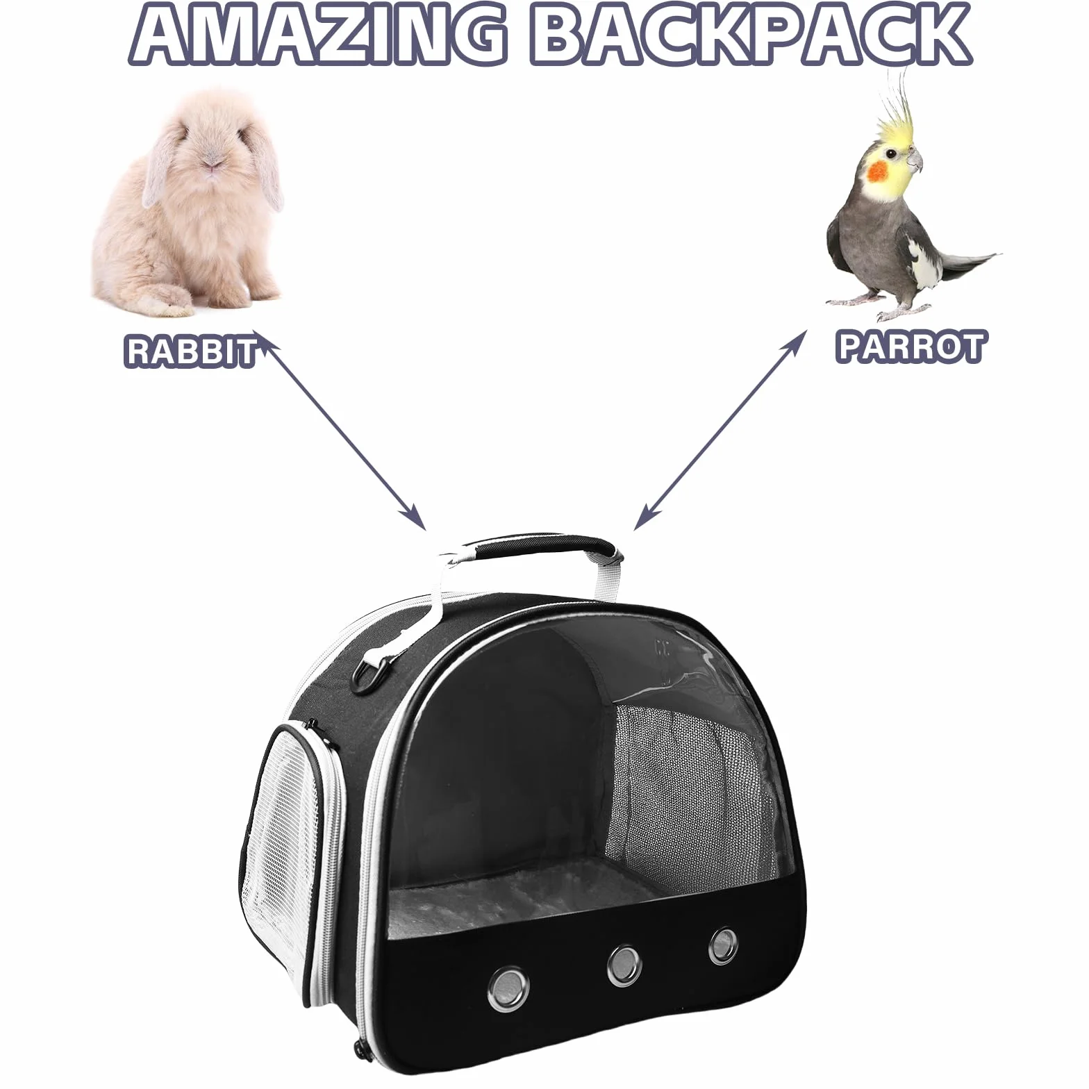 Transportbox Hamster, 30 x 25 x 25 cm, bolsa de transporte para gatos, perros, animales pequeños, bolsa de transporte para mascotas con apertura lateral, bolsas plegables para gatos, perros, conejos