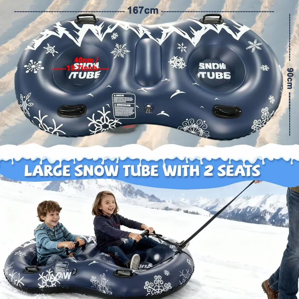 Trineos Inflables JanTeelGO 167cm Doble Jinete para Adultos Pesados con Línea de Remolque