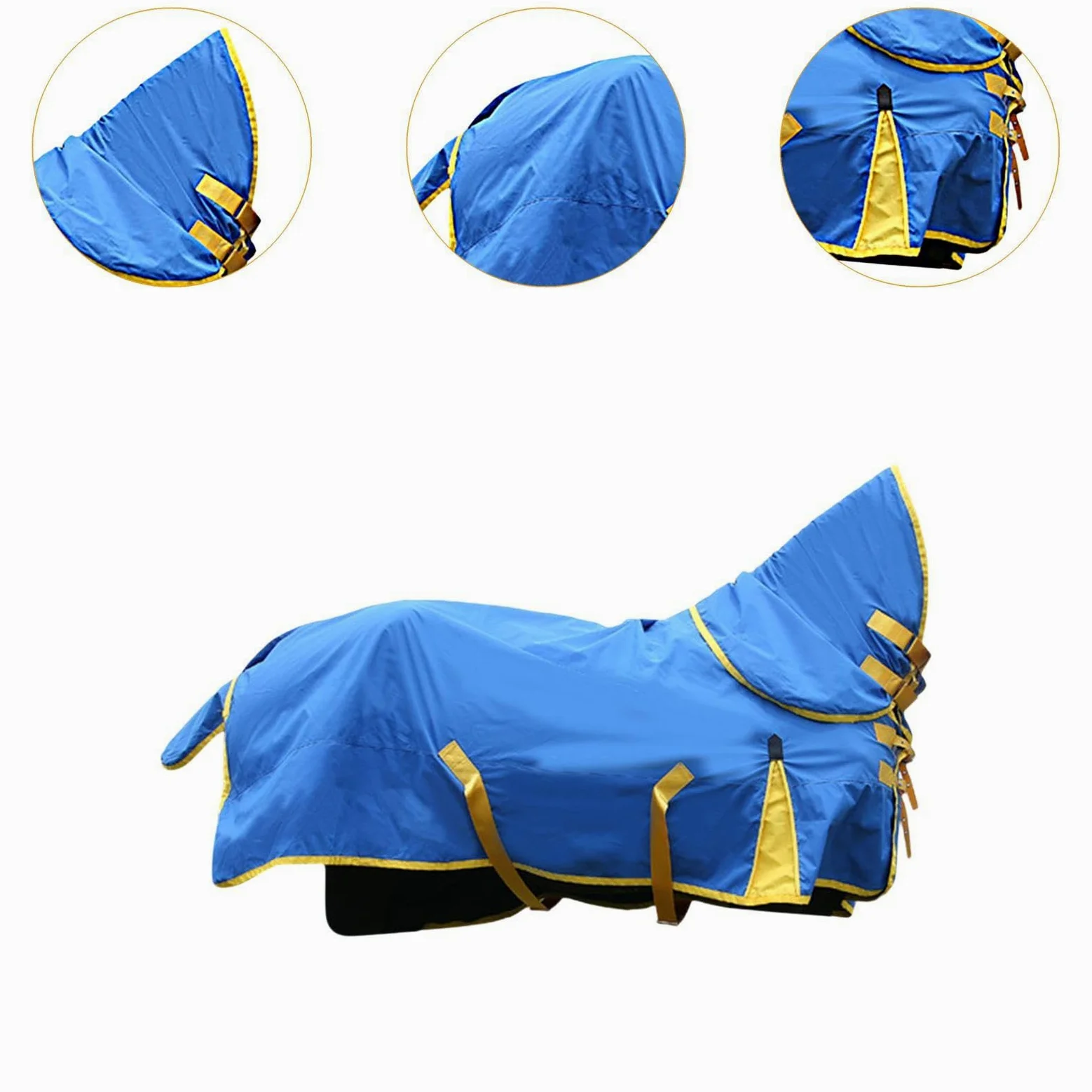 Manta Impermeable para Caballos, Manta Protectora Impermeable para Caballos, Tejido de Poliéster Transpirable con Hebillas Cruzadas Y Collar Extraíble