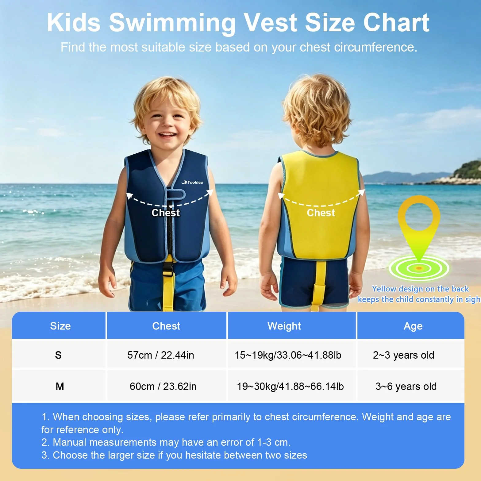 Chaleco de Natación para Niños, Sistema de Flotación Ajustable de 8 Paneles, Probado por TÜV, Neopreno Premium
