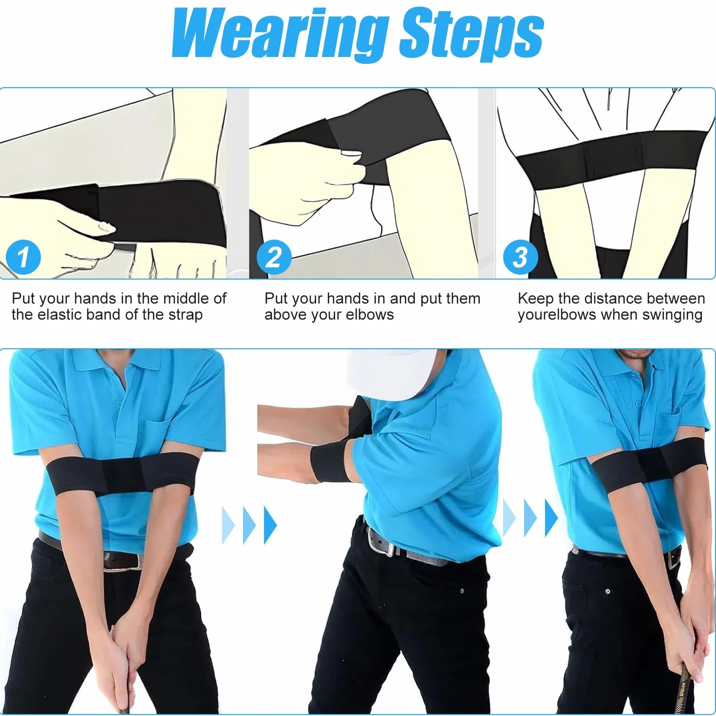 Golf Swing Trainer, Wrist Correction & Arm Band Set for Beginners