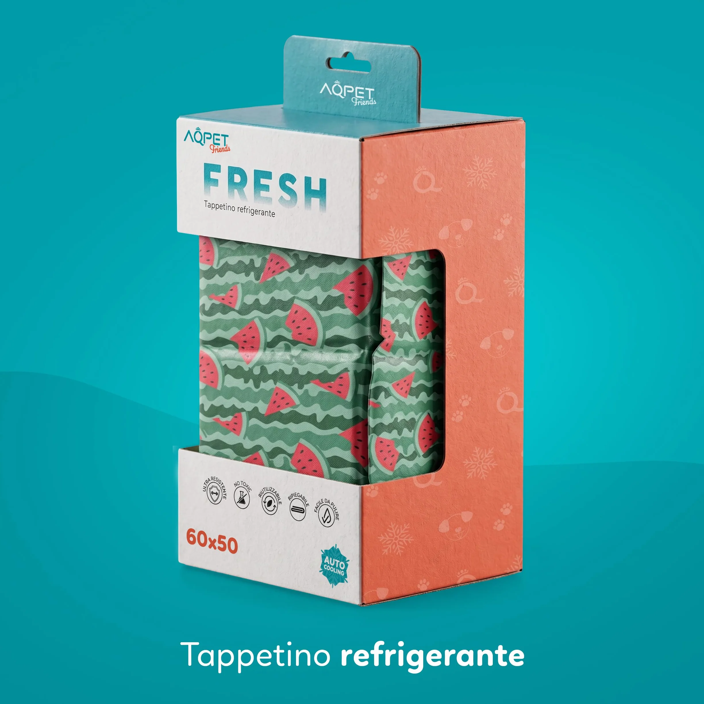 AQPET AqpetFriends - Alfombrilla refrigerante refrescante para Perros, Gatos y Animales, con diseño de Frutas, 60 x 50 cm