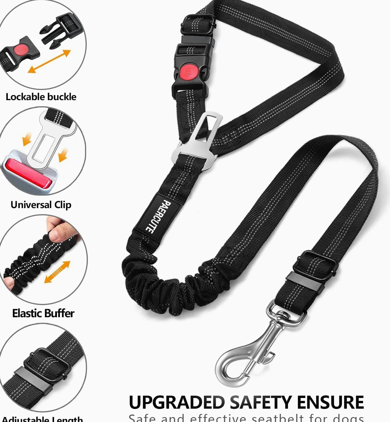 Juego de 2 cinturones de seguridad retráctiles para perro, cinturón de seguridad ajustable para reposacabezas de vehículo, ajustable, resistente, elástico y duradero, arnés de coche para perro