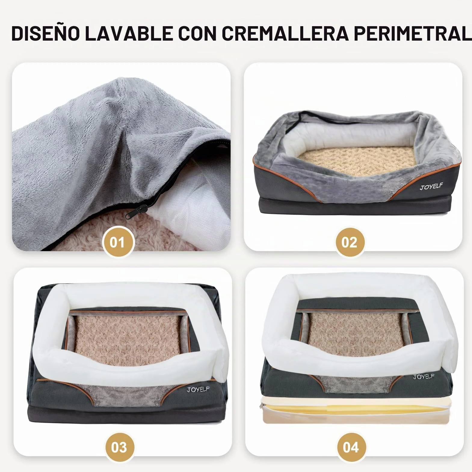 JOYELF Cama para Perro de Espuma viscoelástica Cama y sofá ortopédico pequeño para Perro con Funda Lavable extraíble y Juguetes chirriadores como Regalo