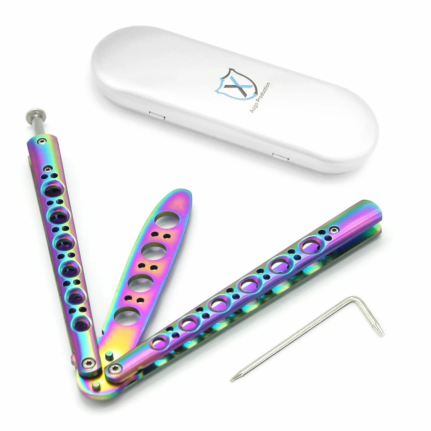 Cuchillo de Titanio/Acero Inoxidable Abanico Multicolor - Entrenador de Artes Marciales