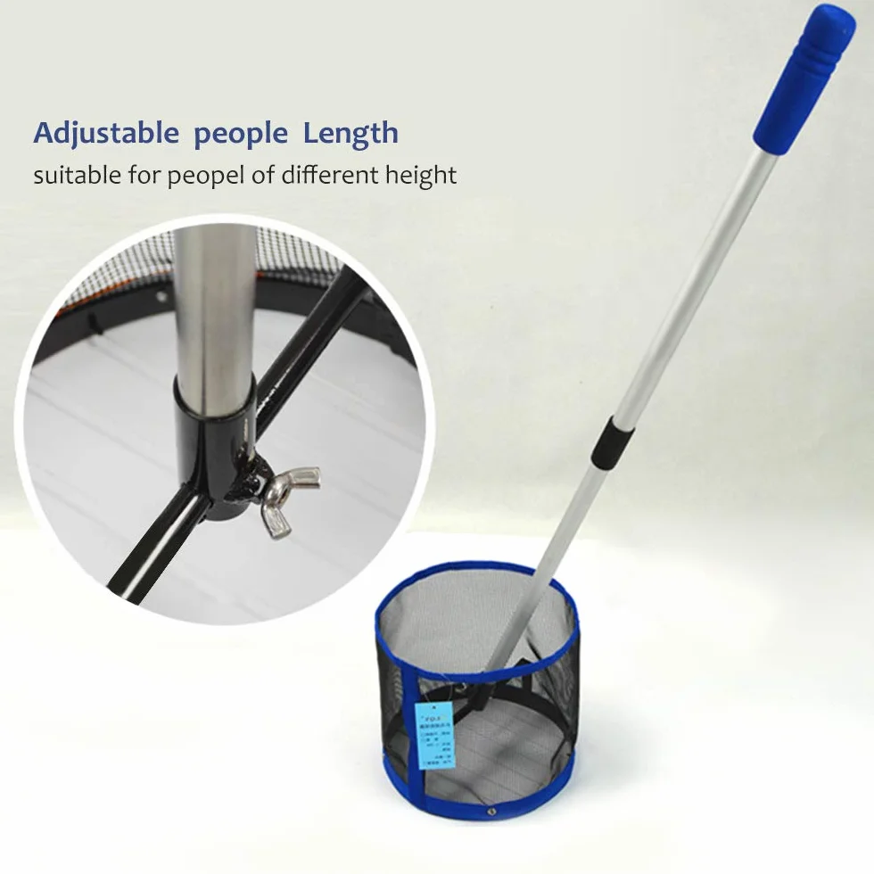 Ejoyous Recogedor de Pelotas de Tenis de Mesa Capacidad 120 Pelotas Poste Ajustable 58-92 cm Nailon Ligero