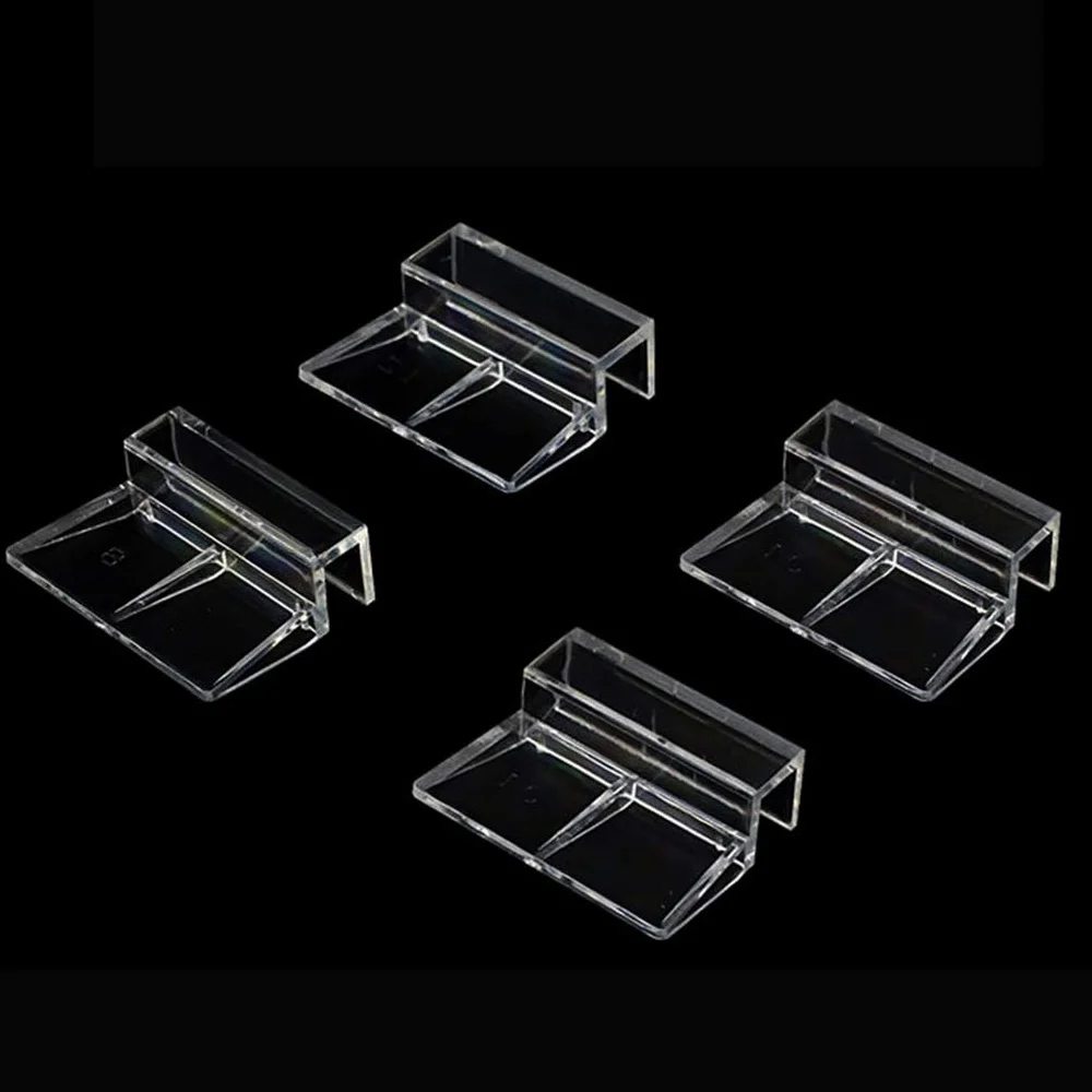 4 soportes de plástico transparente para acuario, cubierta de cristal, accesorios para acuario