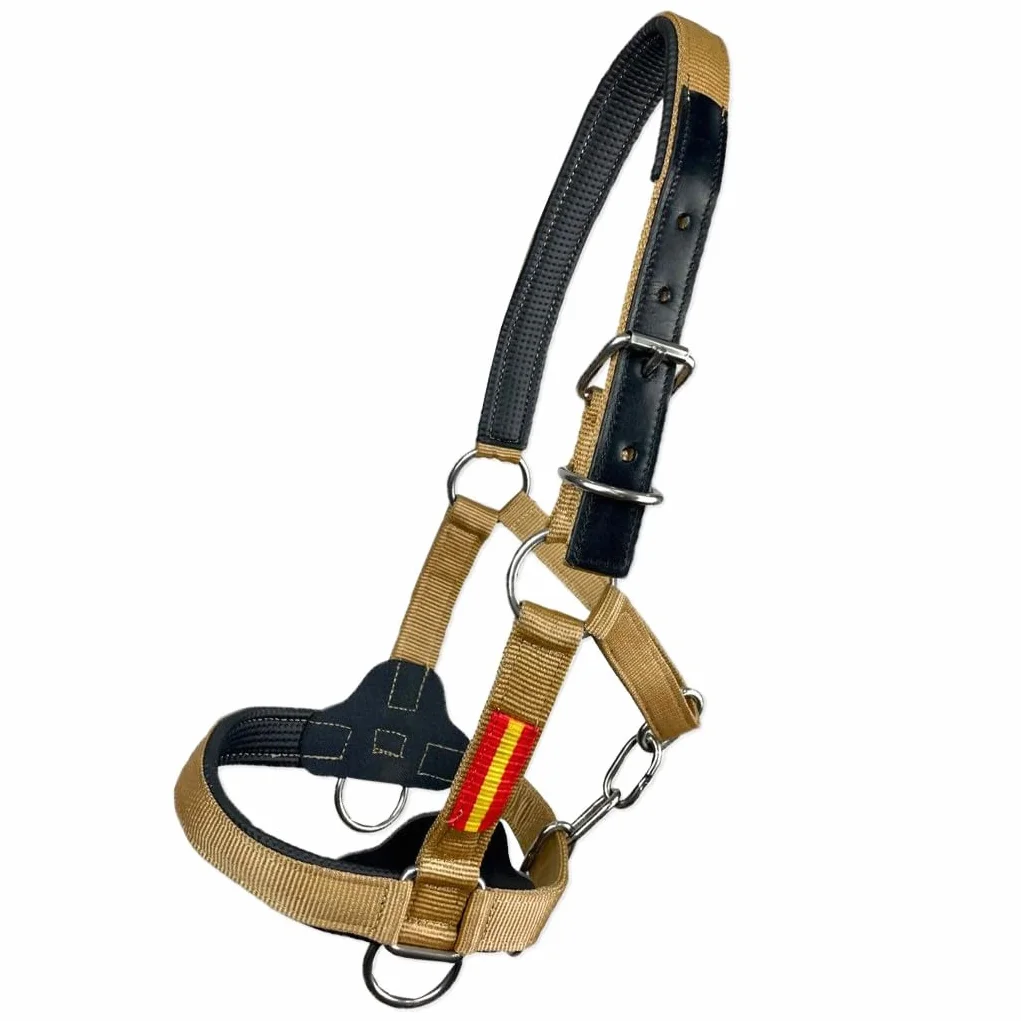 Los Nietos Cabezada cuadra nylon Dressage Talla COB Khaki