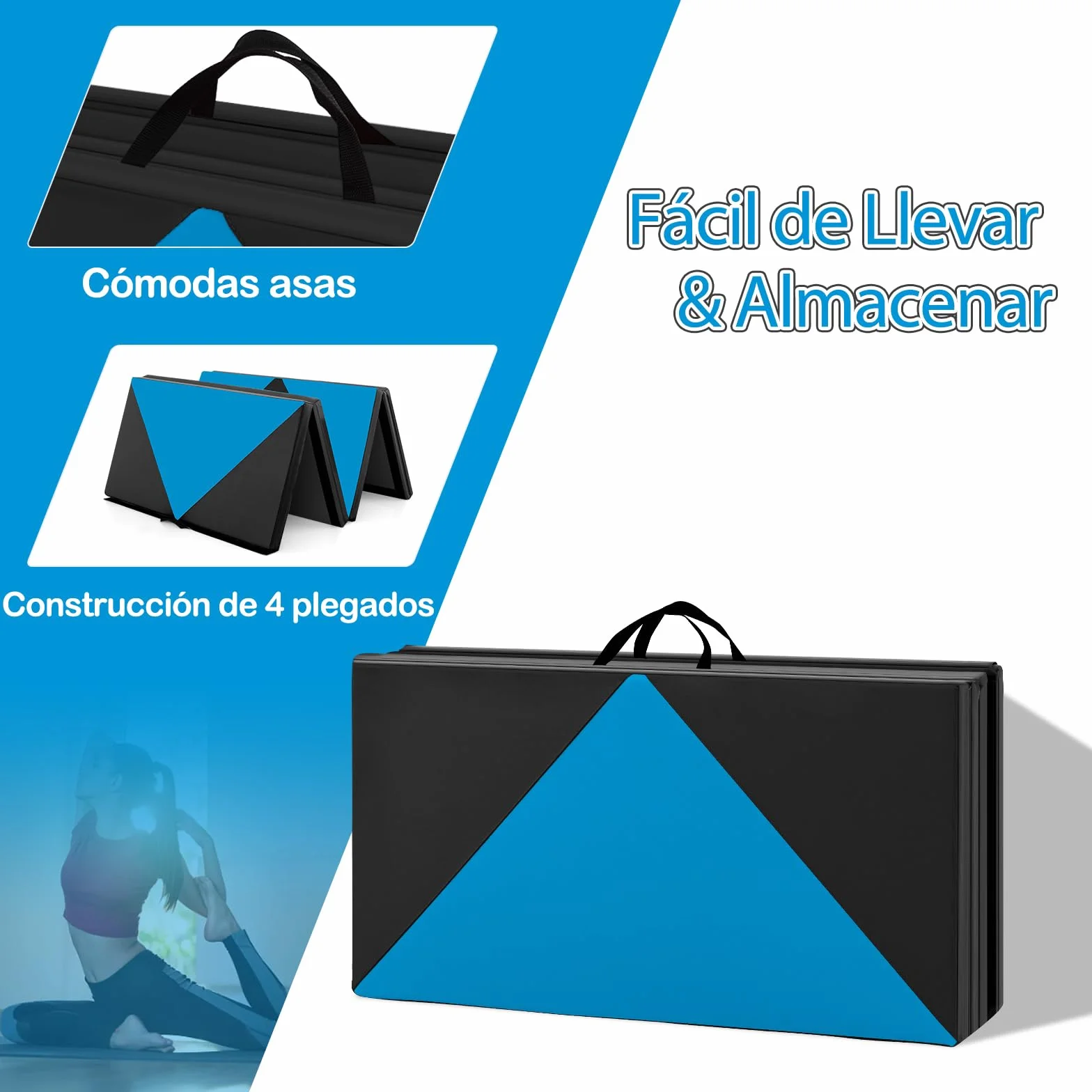 COSTWAY Colchoneta de Gimnasia Plegable 240 x 117 x 5 cm, Esterilla de Piel PU para Ejercicio Aeróbico
