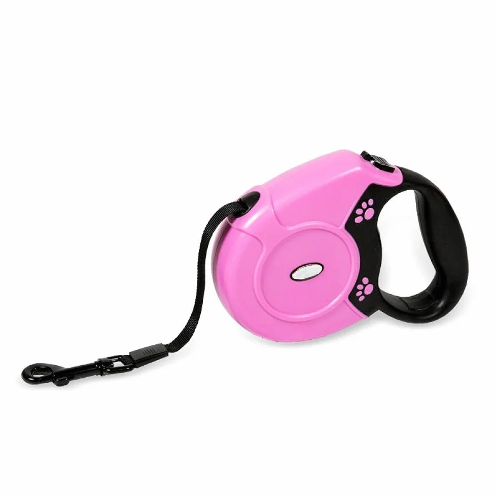 Correa retráctil para Perros, Color Rosa, 5 m, 8 m, automática, retráctil, Larga, de Nailon, Extensible (8 m)