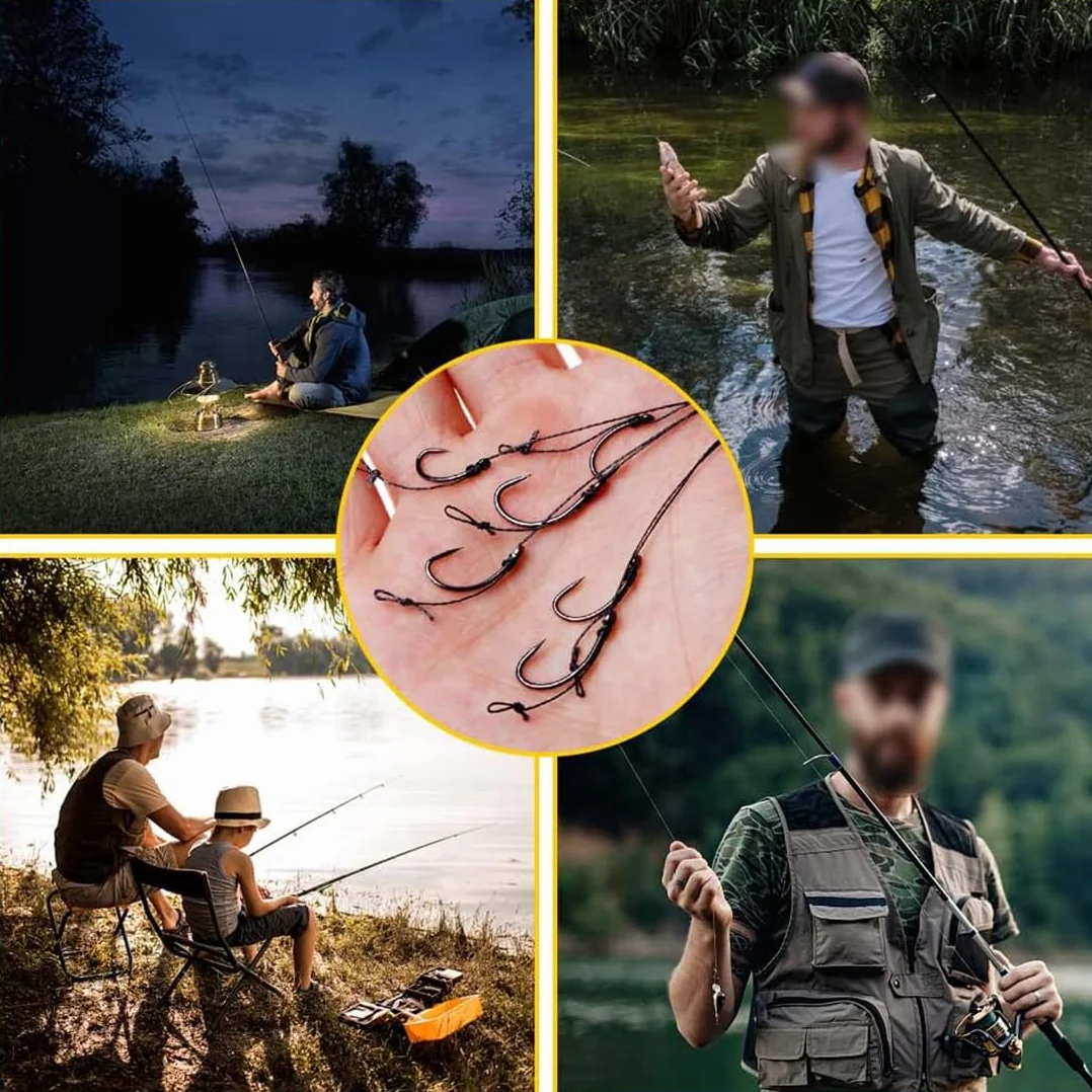 Set de 18 anzuelos para Pesca de Carpas, Aparejos de Pelo, Aparejos boilie con Tapones boilie