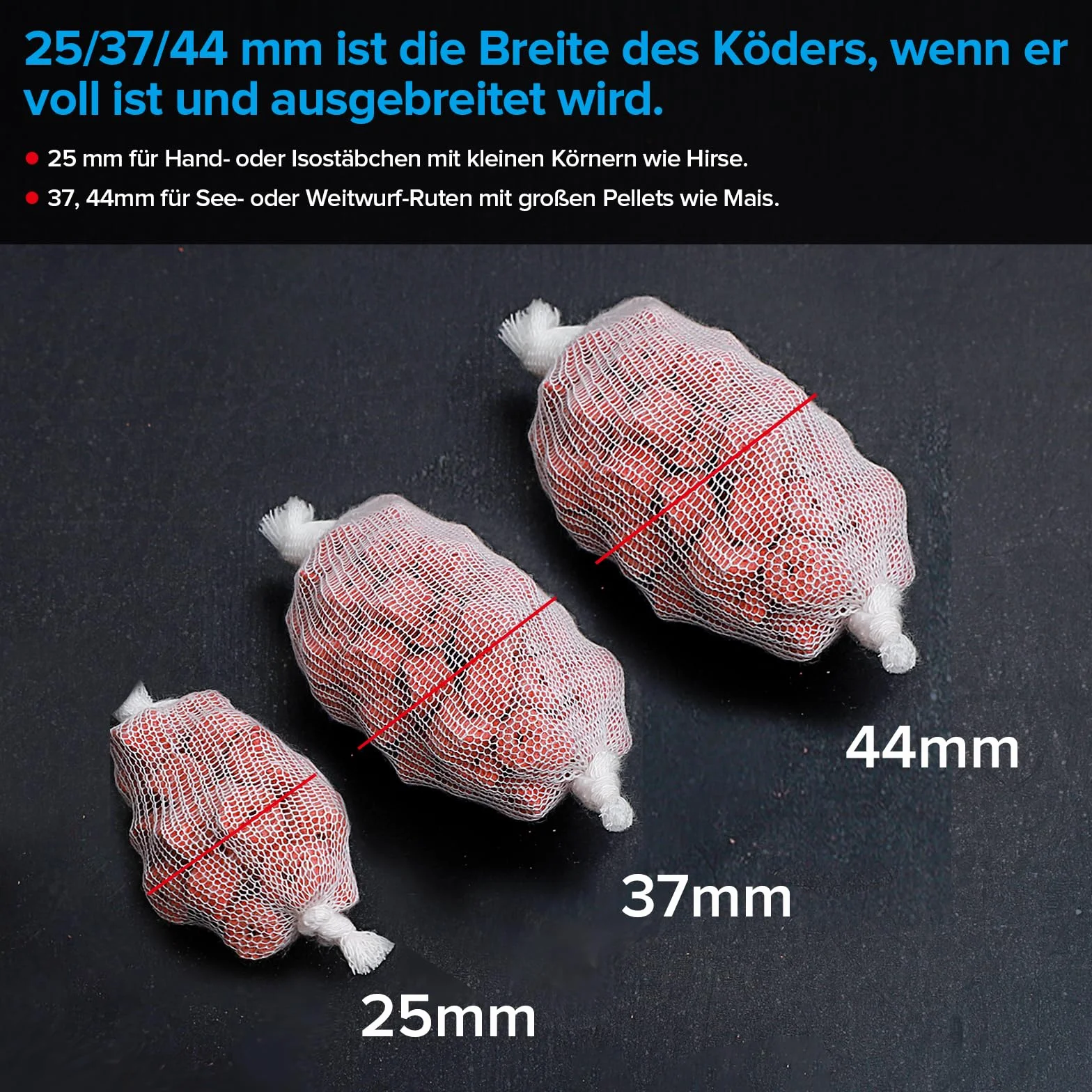 Realure 3 piezas 5 m PVA red de pesca 25 mm 37 mm 44 mm ancho malla accesorios carpas tijeras bolsa fusión rápida cebo boilie
