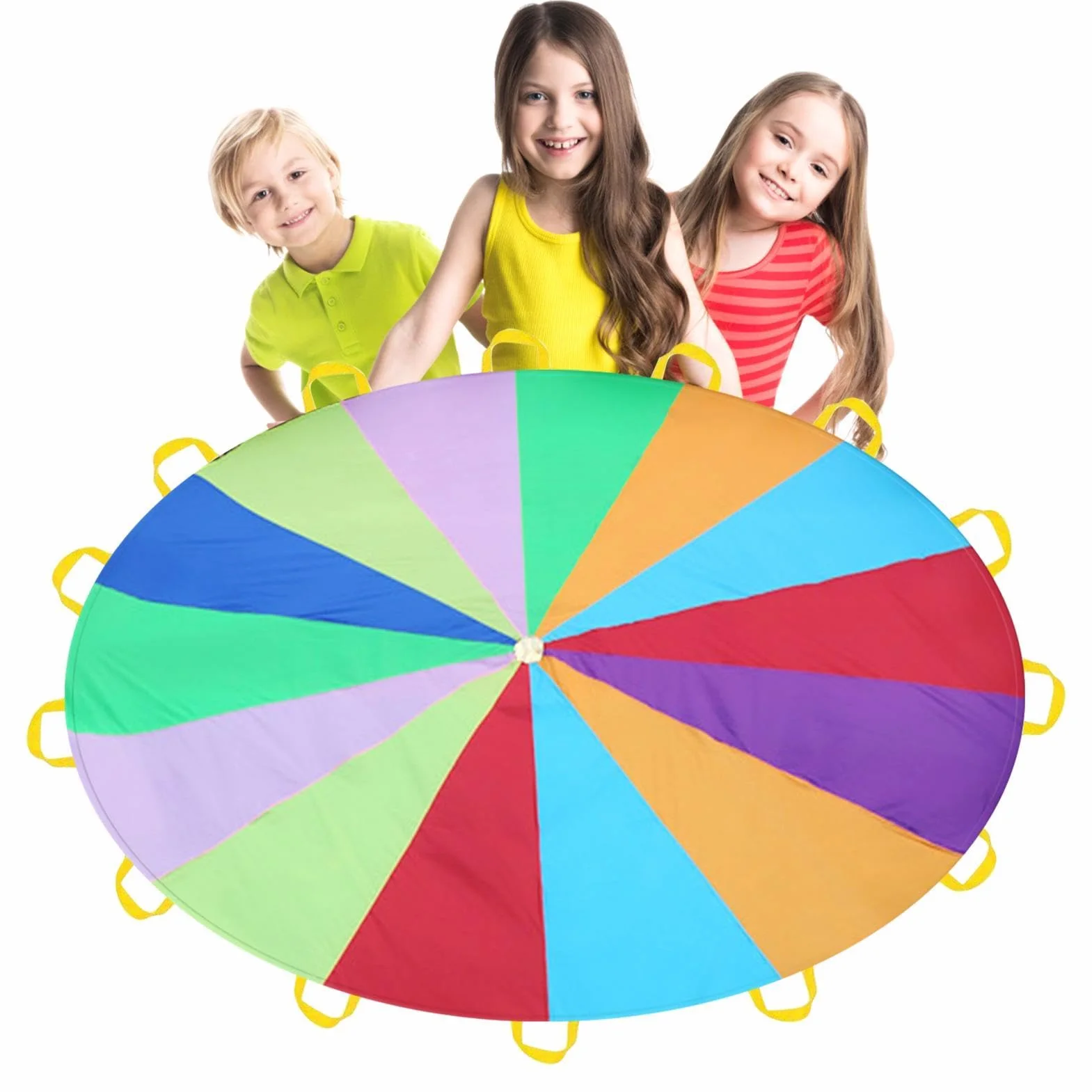 Jugar Paracaídas 2 m 78,74 pulgadas Juguetes de Paracaídas para Niños con Asas Juego Cooperativo Actividades al Aire Libre