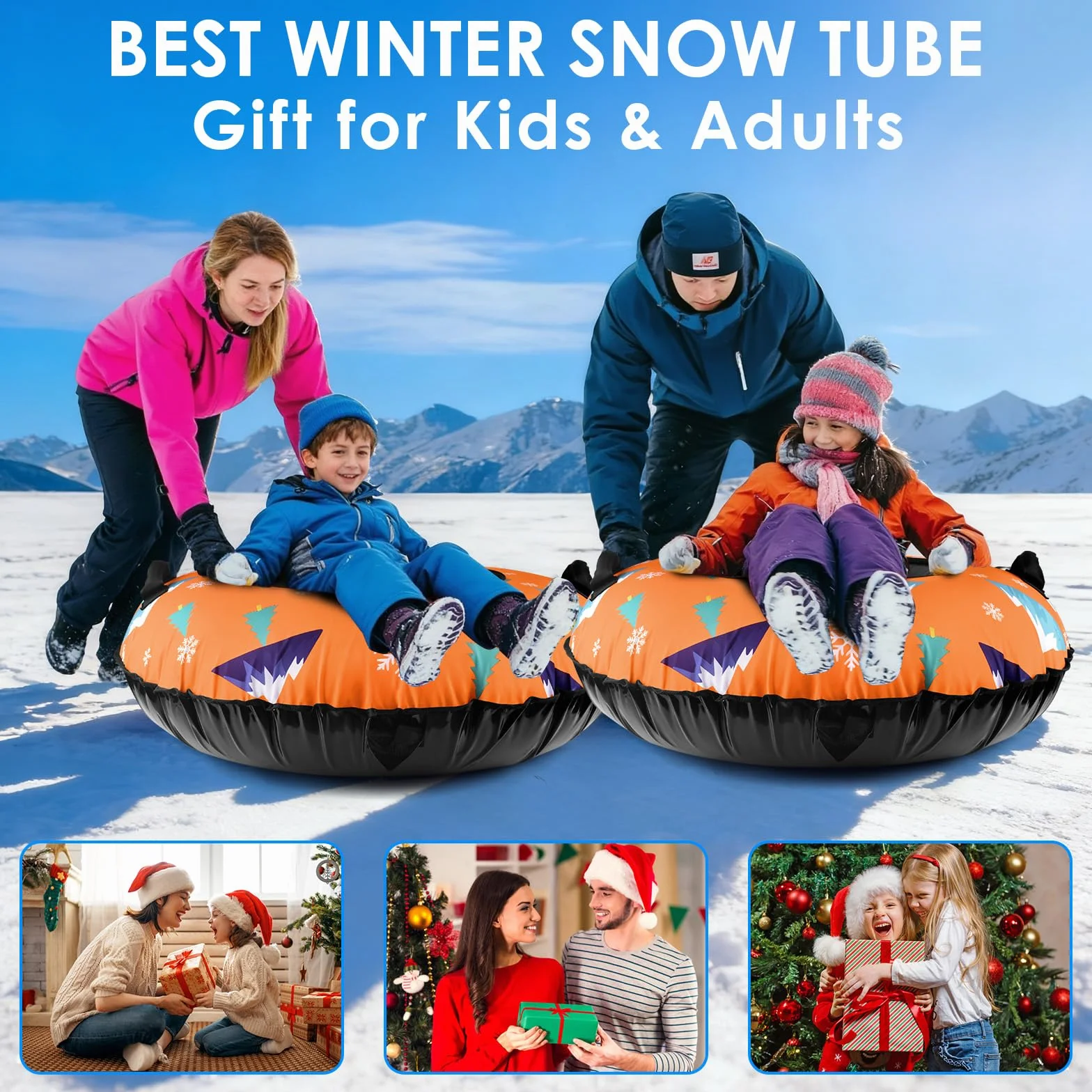 BROTOU Trineo inflable de nieve 120 cm con asas y funda