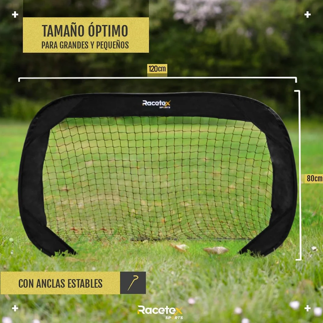 Racetex Portería de fútbol infantil 2 unidades fibra de vidrio reforzada con pelota bomba ancla bolsa