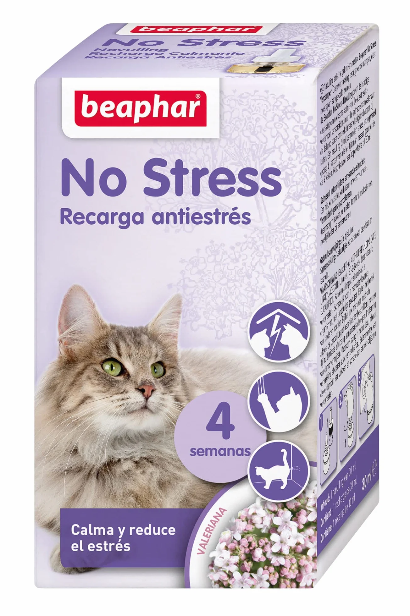 Beaphar No Stress Recambio Antiestres Natural Gato 30ml, Recarga, Antiestres Natural Gatos, Reduce Estrés y Ansiedad, Arañazos, Miedos, Cambios Entorno, Ruidos, Marcaje con Orina, Conflictos, 30ml