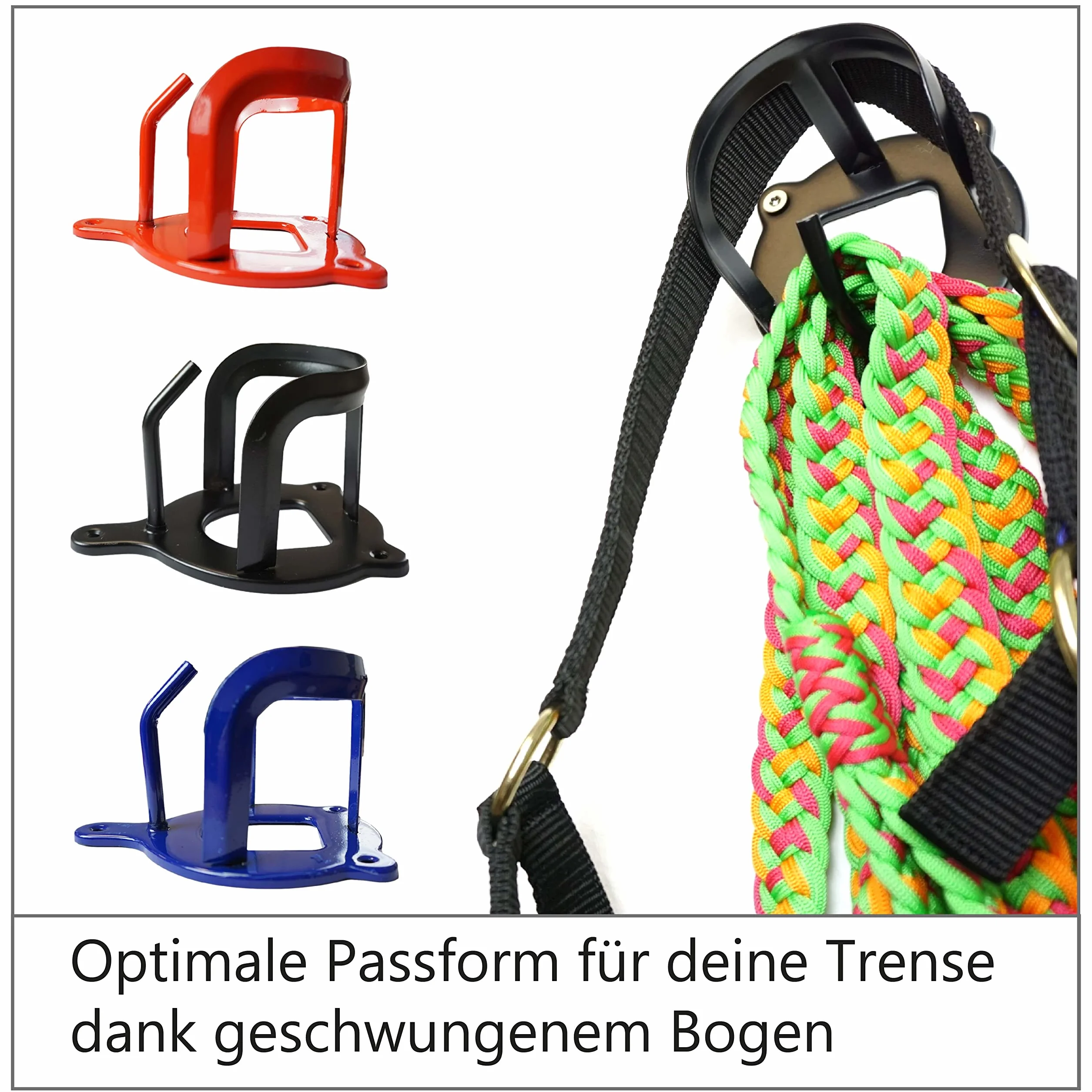 Soporte para caballos, establo de equitación, cámara de sillín, con gancho adicional, para colgar trenzas, cabestro, candara, metal en rojo y negro, rojo