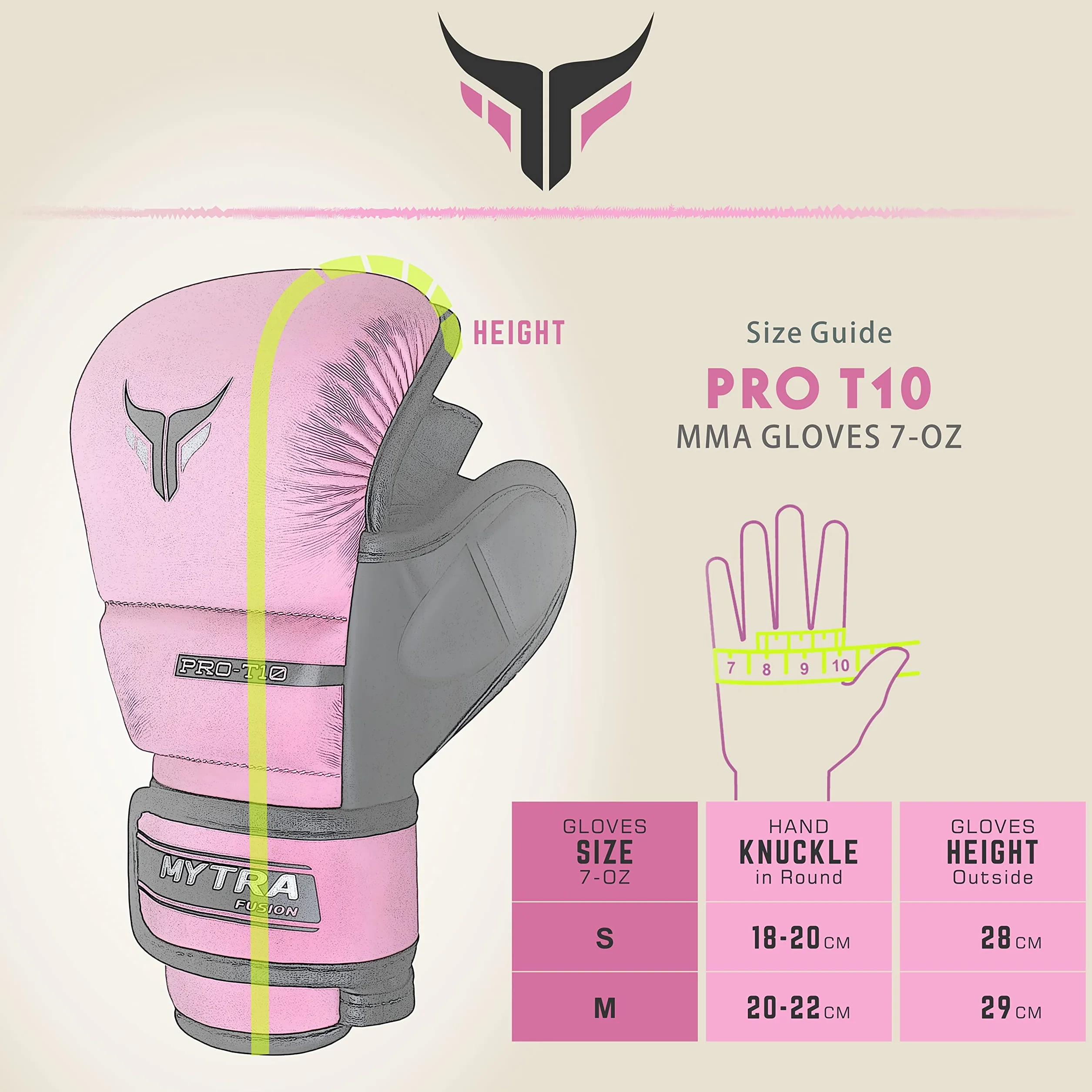 Mytra Fusion 7-oz Mujeres Guantes MMA Palma ventilada Abierta