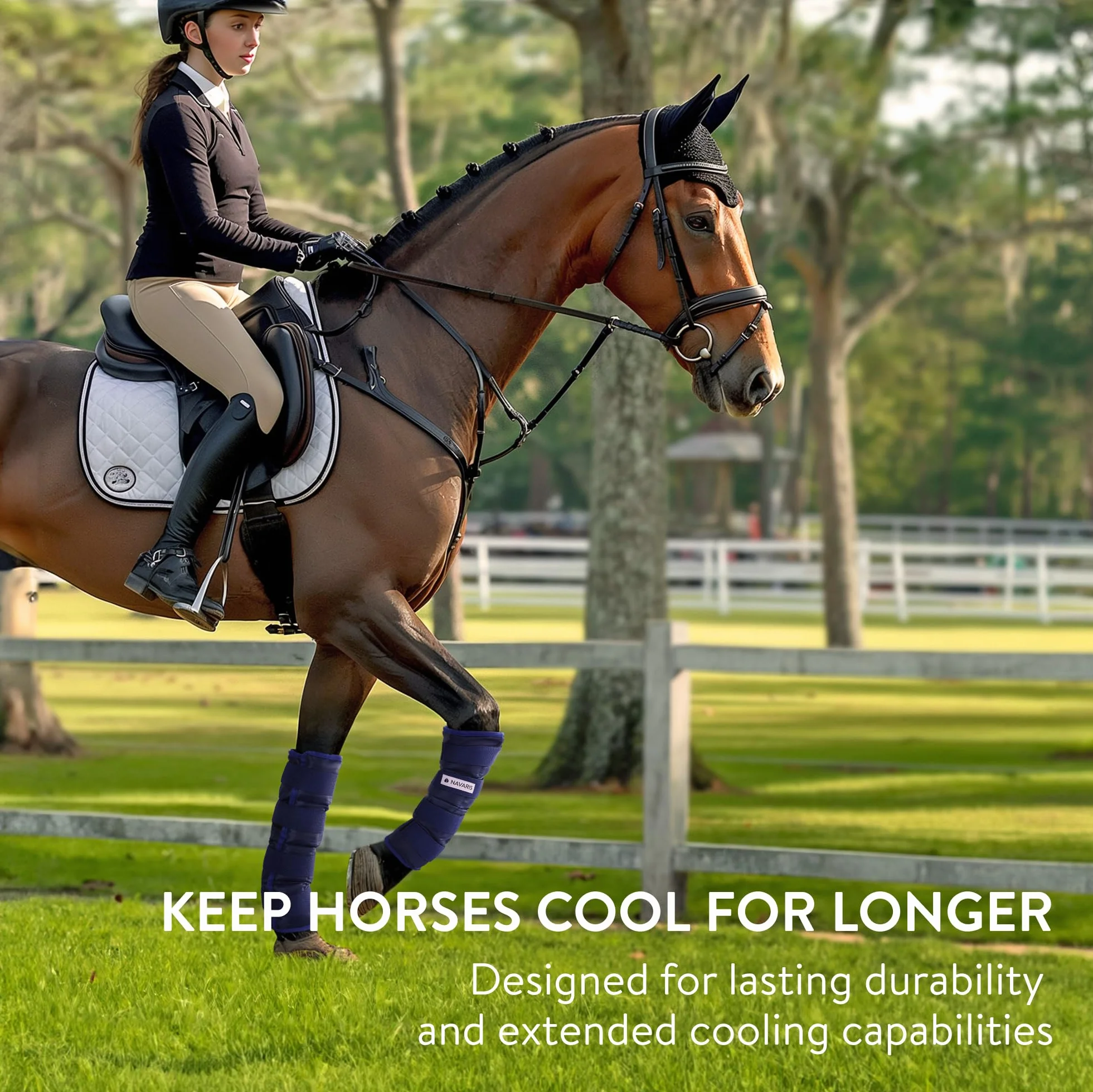 Navaris Polainas de Refrigeracion Caballo - 2X Acumuladores de Frio para Patas de Caballo - Talla Única Ajustable - Fácil de Aplicar - 2X Bolsa de Frio Protectores Caballo