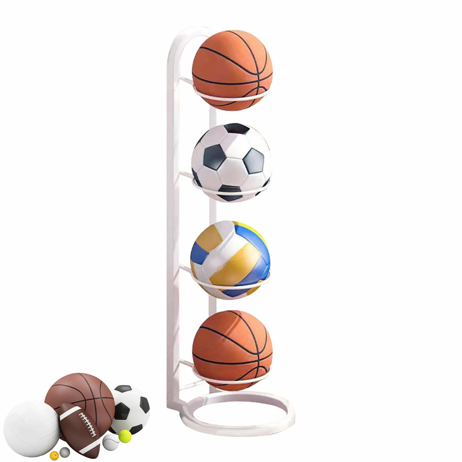 Soporte de Baloncesto Estante de Almacenamiento de Pelotas Montaje en Pared Metal