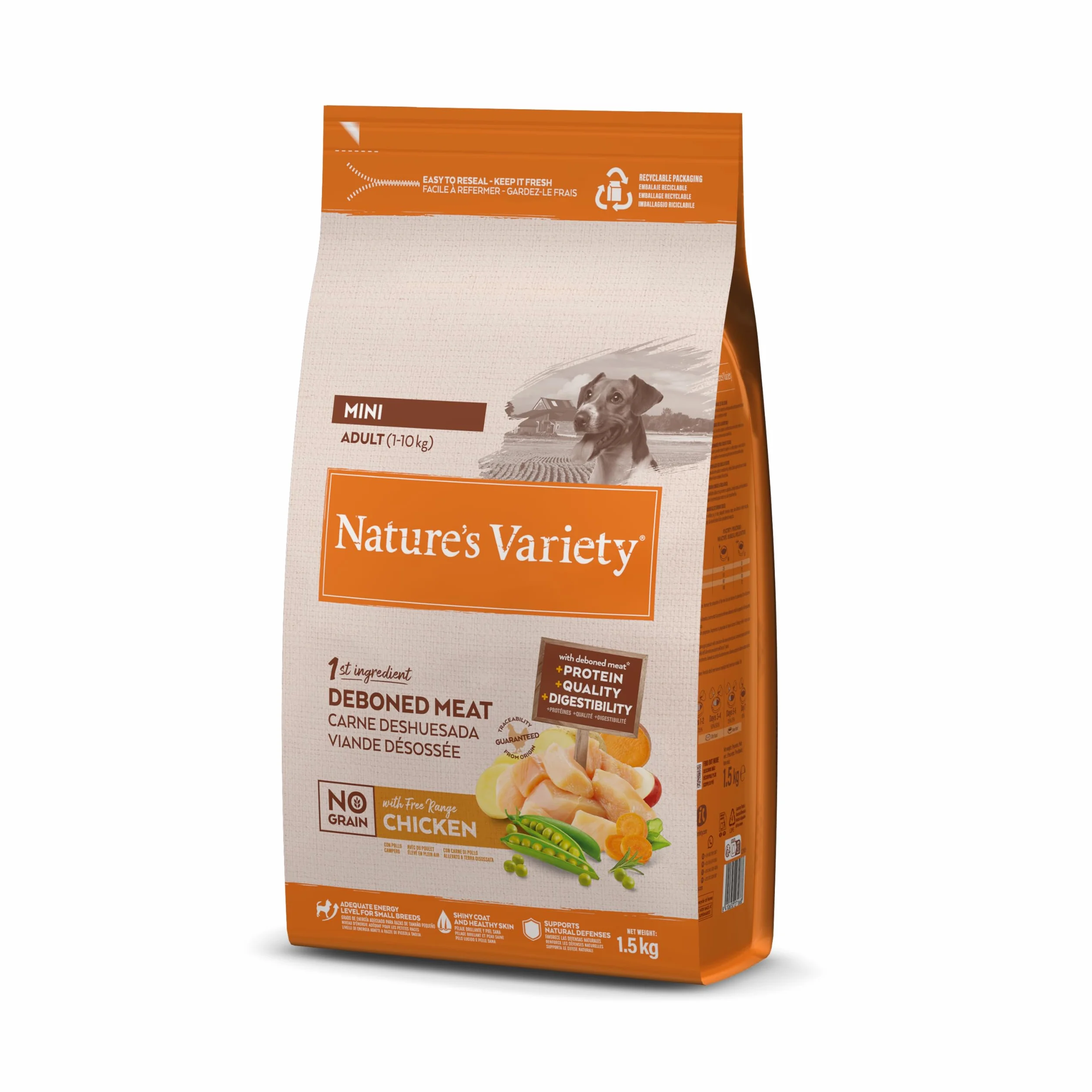Nature's Variety No Grain Pienso para Perros Adultos Mini con Pollo 1,5kg