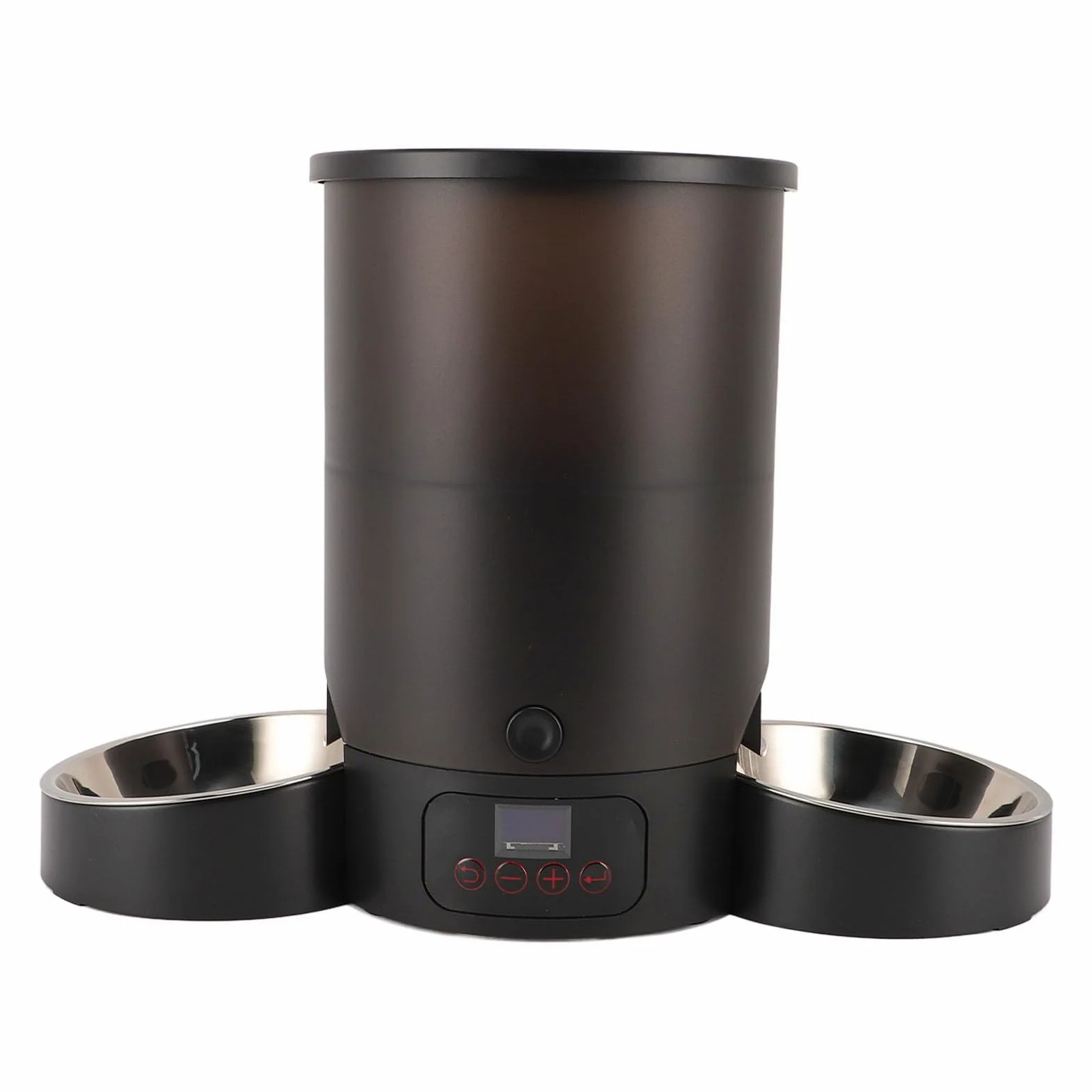 Comedero Automático para Gatos Gran Capacidad Doble Tazón Fácil de Limpiar Dispensador de Alimentos Temporizado para Gatos y Perros Acero Inoxidable 3L (Negro)