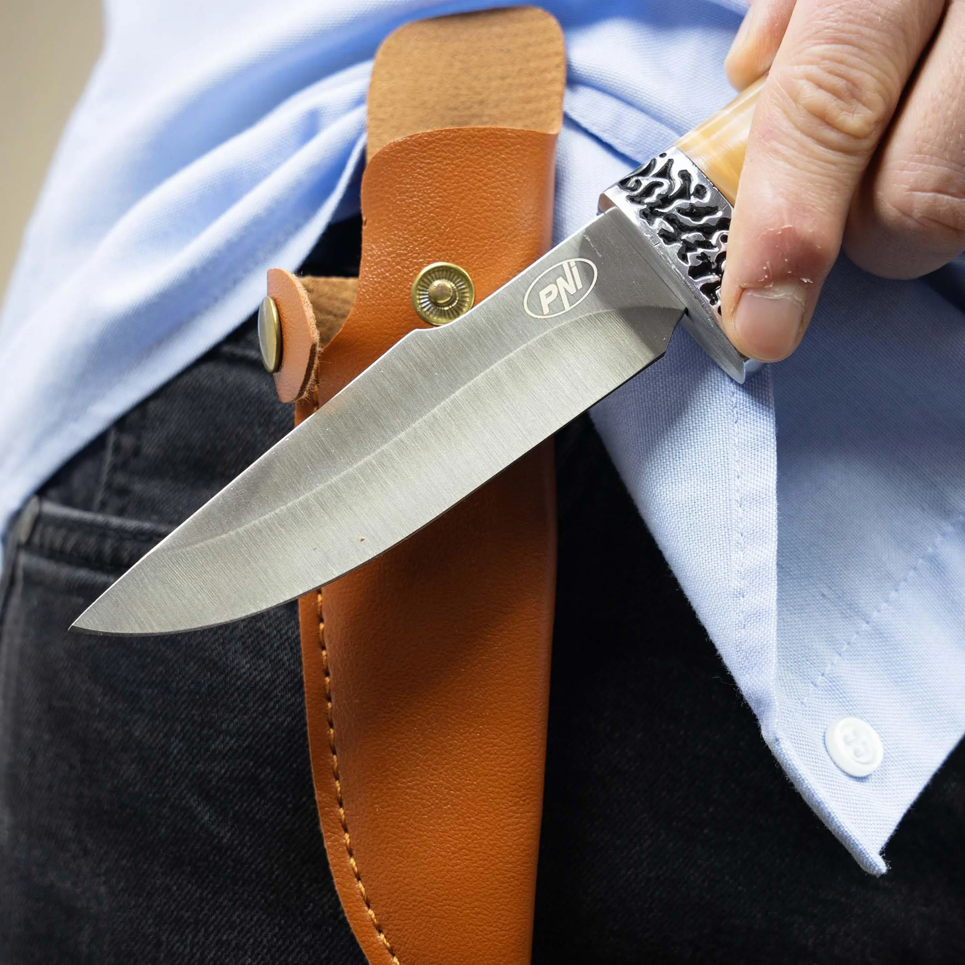 Cuchillo de caza PNI Hunting H100 215 mm con funda