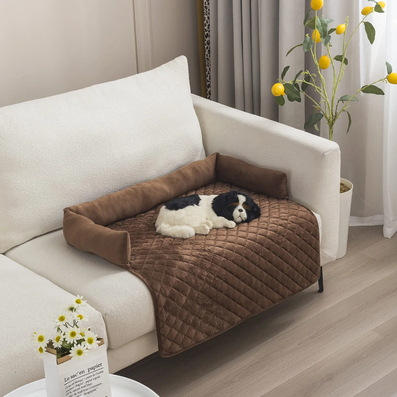 OKYUK Cama para Perros, Protección para Sofá, Hecha a Mano, Lavable, Cojín y Alfombrilla para Perros Grandes, Medianos y Pequeños (Café, 75 x 75 cm)