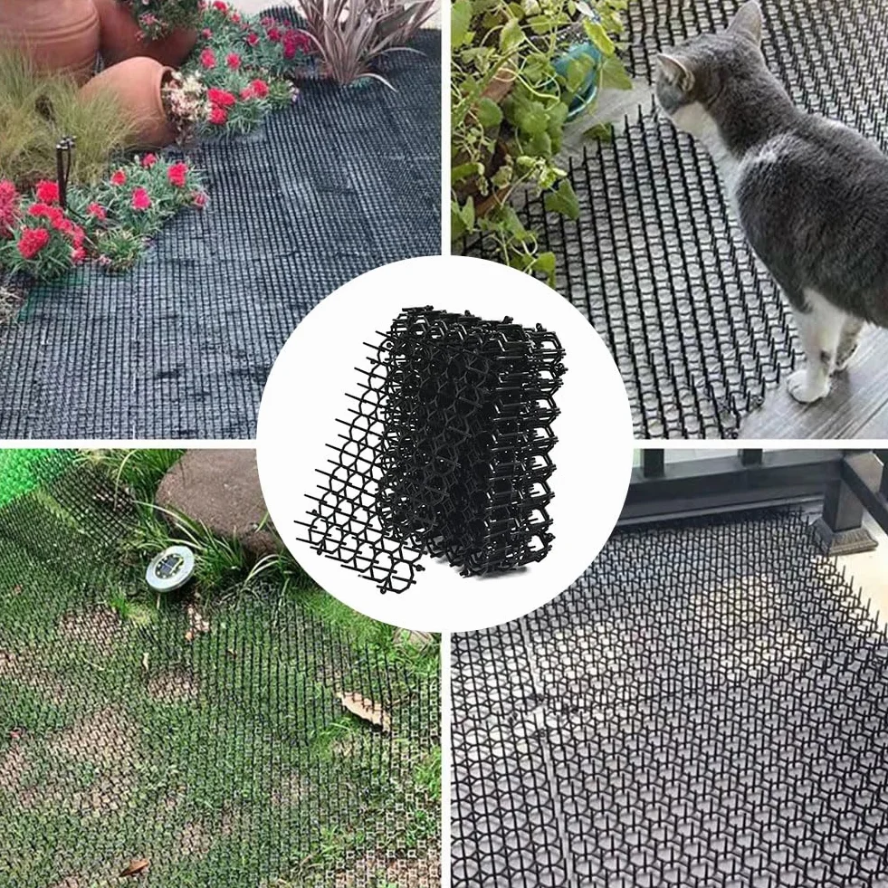 Felpudo repelente para gatos, 8 unidades, disuasor para gatos, de plástico, apto para césped, jardín, interior y exterior, 20 x 15 cm, con 8 anclajes a tierra