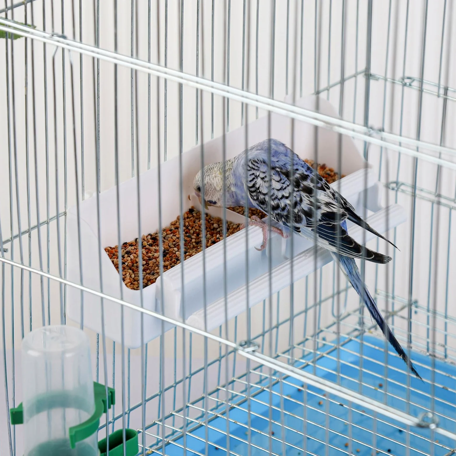 IBWell Paquete de 4 comederos para pájaros para jaula, cuenco de comida para pájaros, comedero para periquitos, comedero de agua para loros