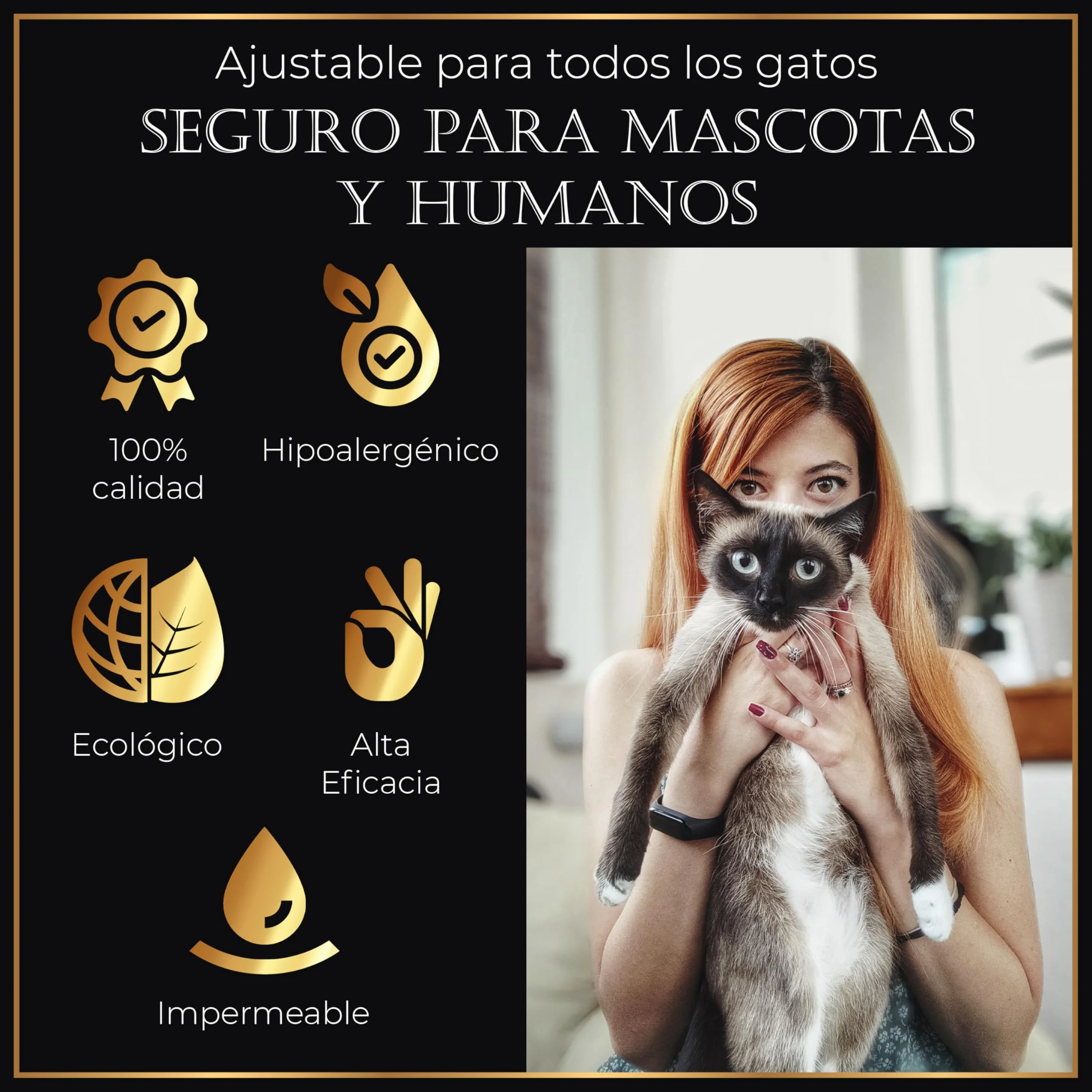Pack de 4 Collares Antiparasitarios para Gatos, 24 Meses de Protección contra Pulgas, Garrapatas y Mosquitos – 100 % Natural, Impermeable, Ajustable, para Todos los Tamaños.