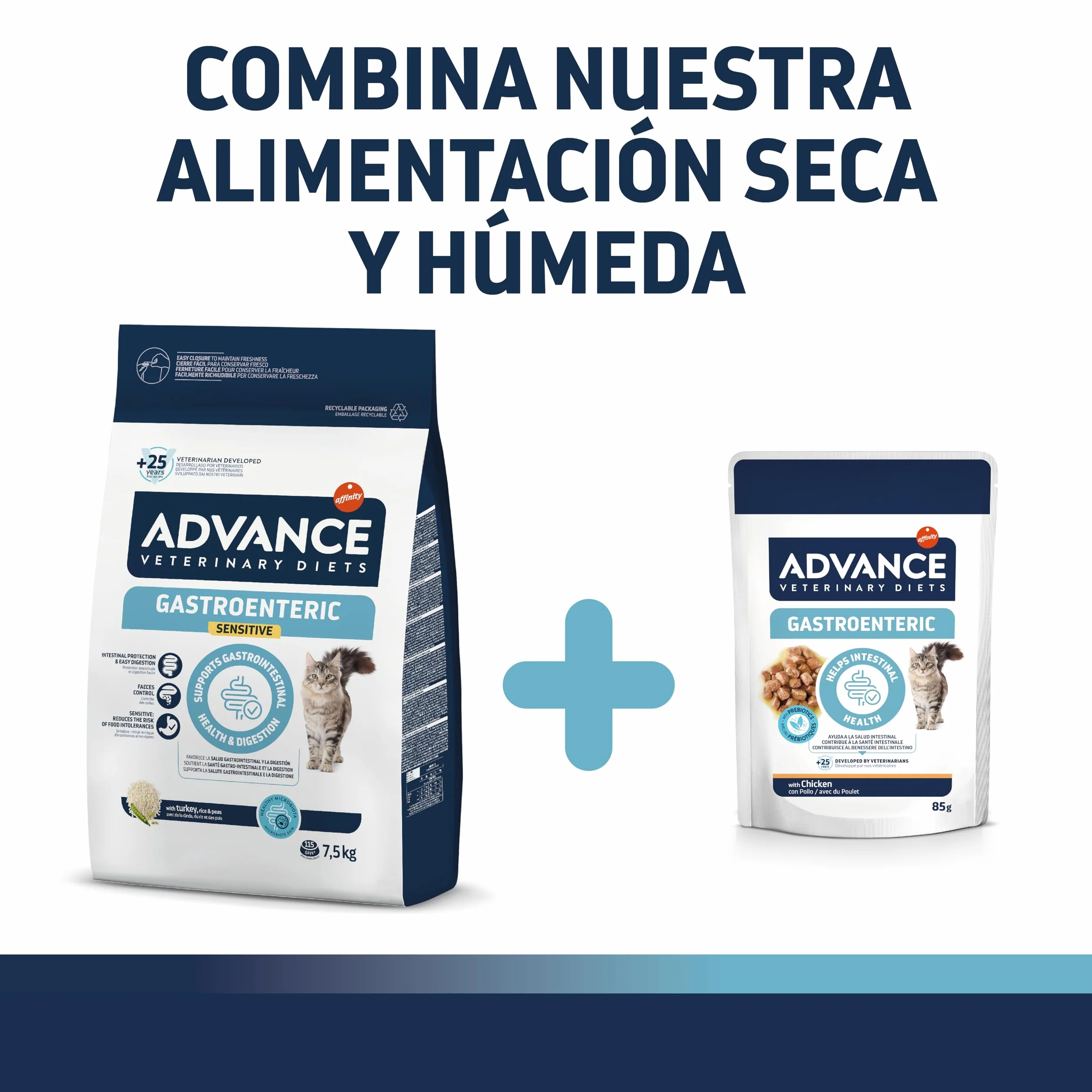 Advance Veterinary Diets Gastroenteric Sensitive, Pienso para Gatos con Trastornos gastrointestinales, 1,5kg