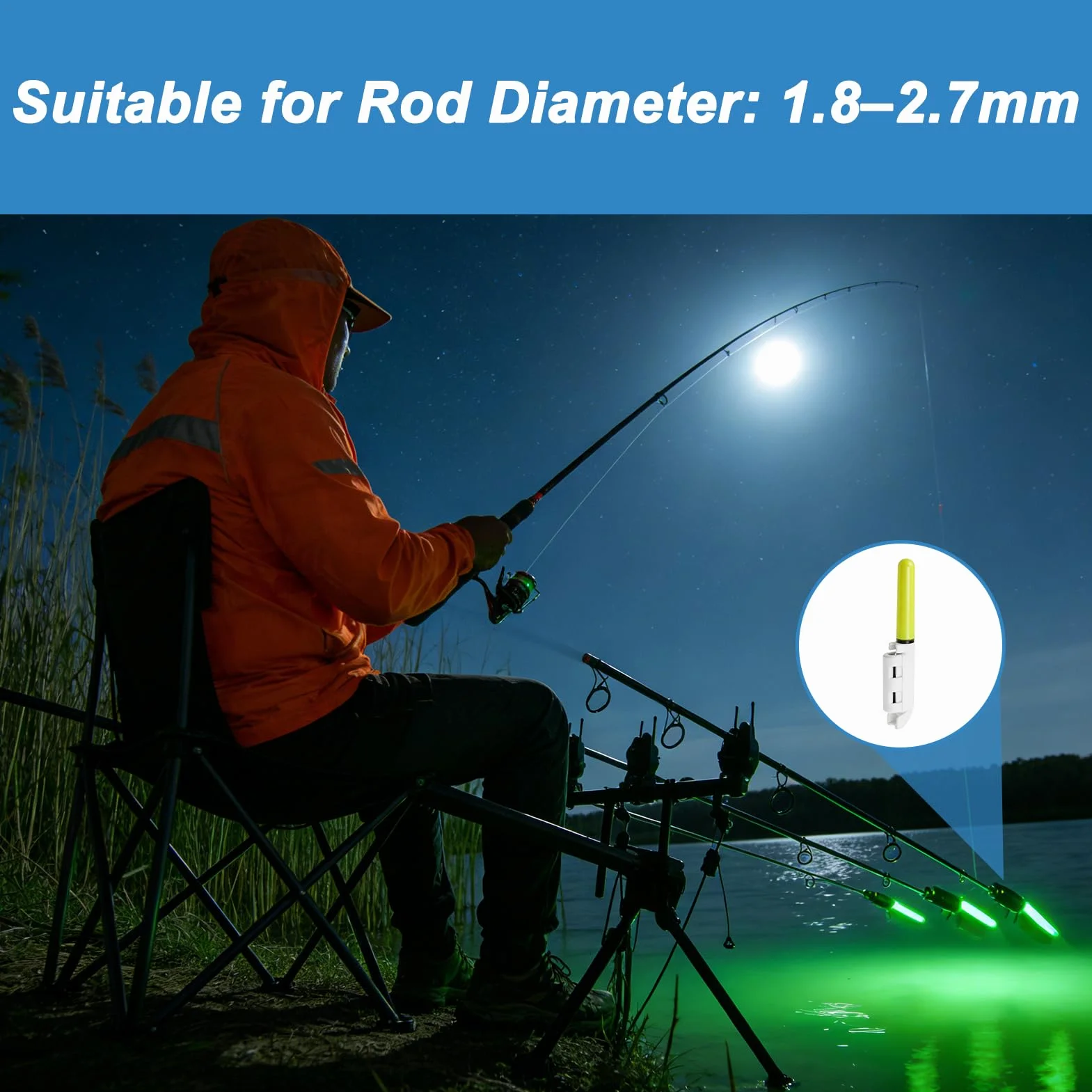 Luces Punta Caña Pescar Campanas Alarma Pesca Nocturna Impermeables con Hebilla Accesorio Señal Picada
