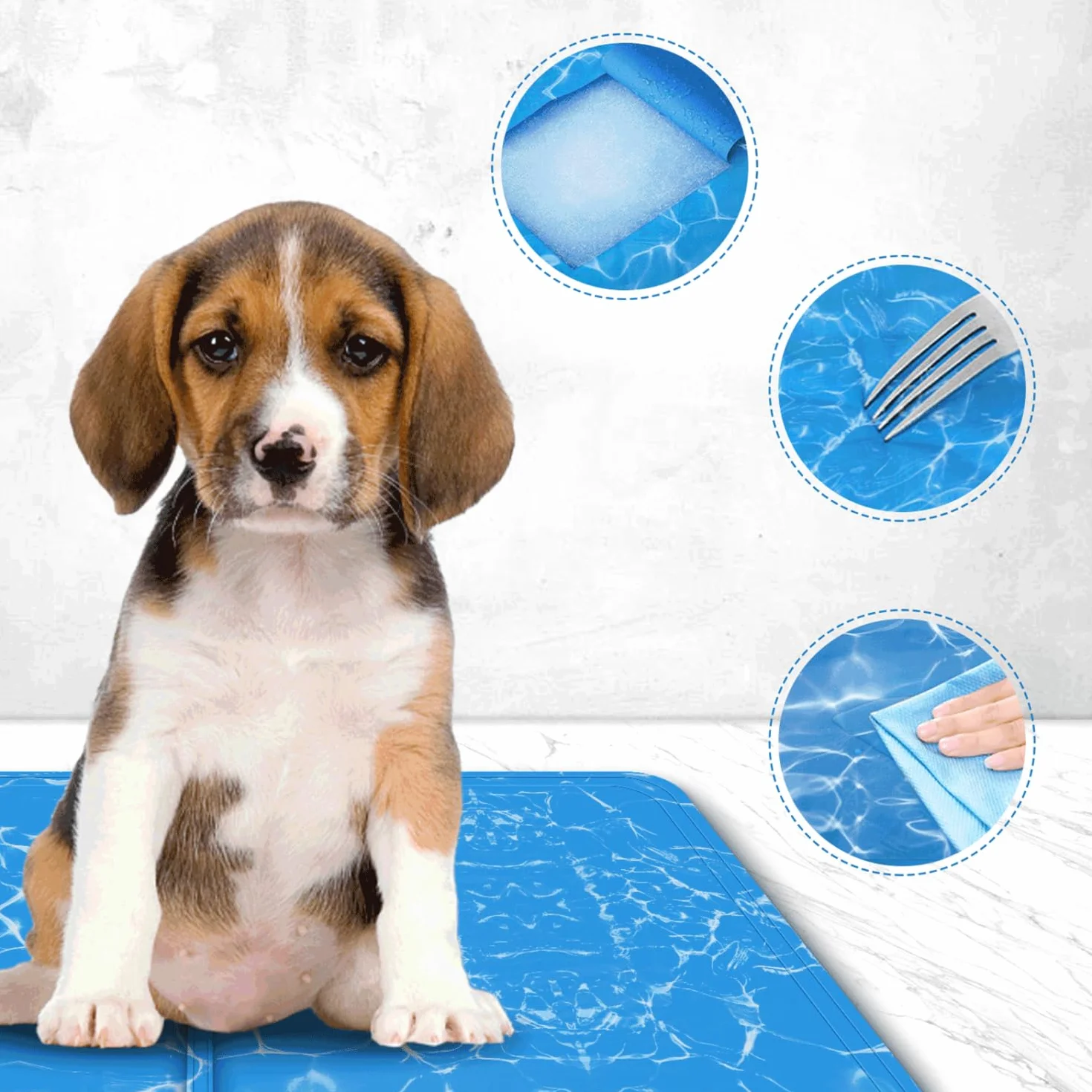 Nobleza Alfombra Refrescante para Perros Gatos, Auto Refrigerante No tóxico. Alfombra de Gel Activada por Presión para Perros Gatos, 50 * 40 cm, Azul