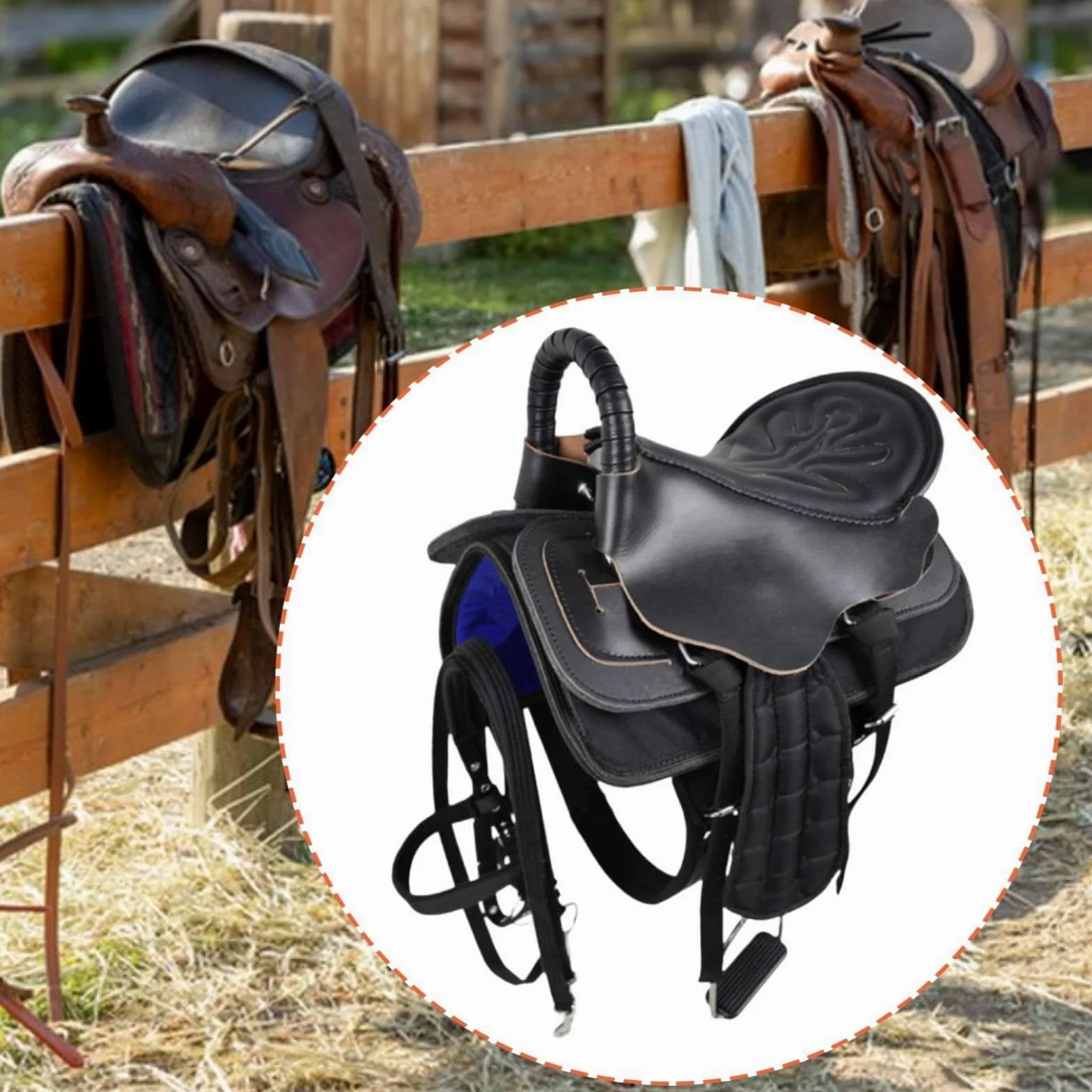 Juego de Silla de Montar para Caballo, Asiento para Montar, Fácil Instalación, Accesorio Deportivo Antideslizante, Cómodo, Cojín para Equipo