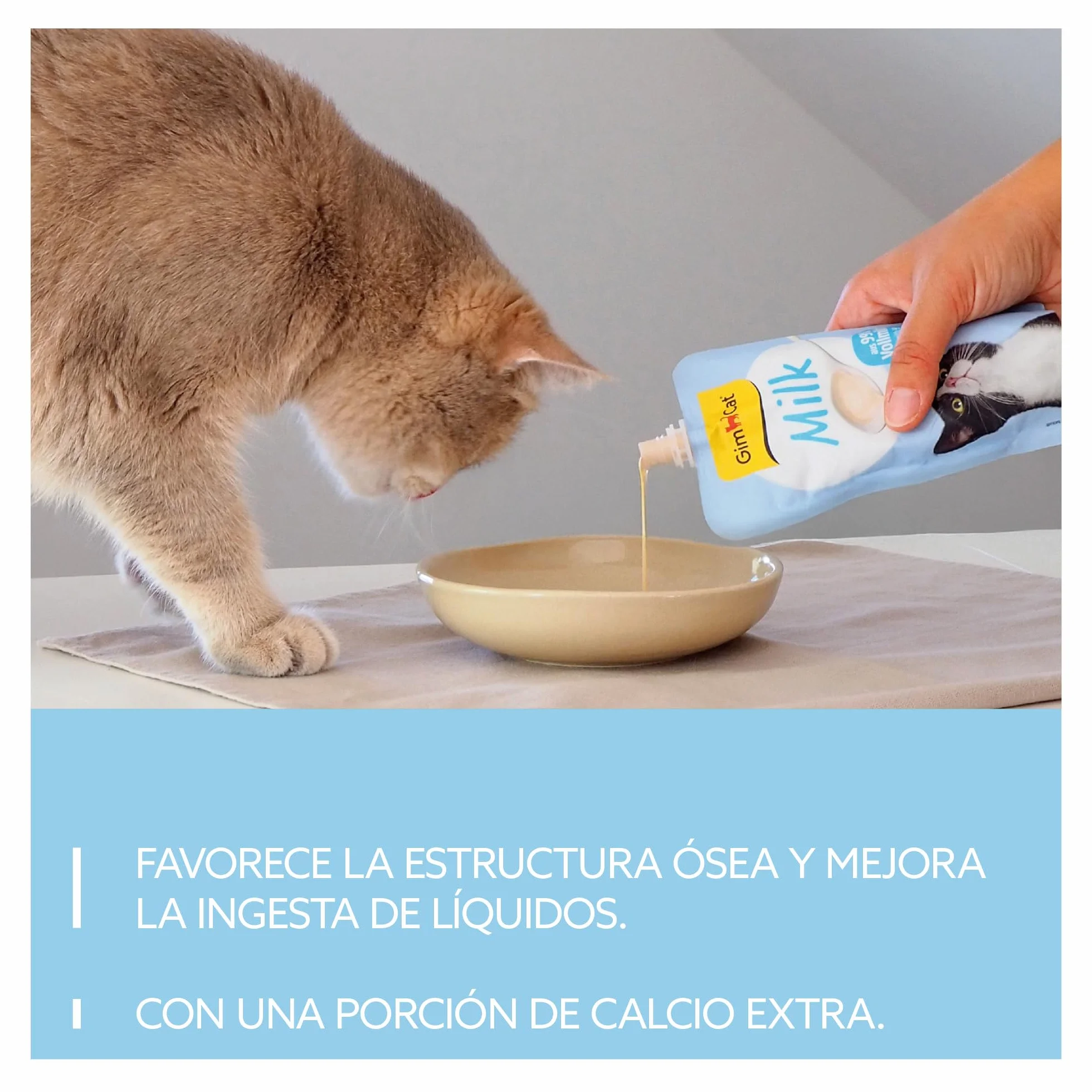 GimCat Milk - Leche para gatos de auténtica leche entera con contenido reducido de lactosa y con calcio para unos huesos sanos - 1 bolsa (1 x 200 g)