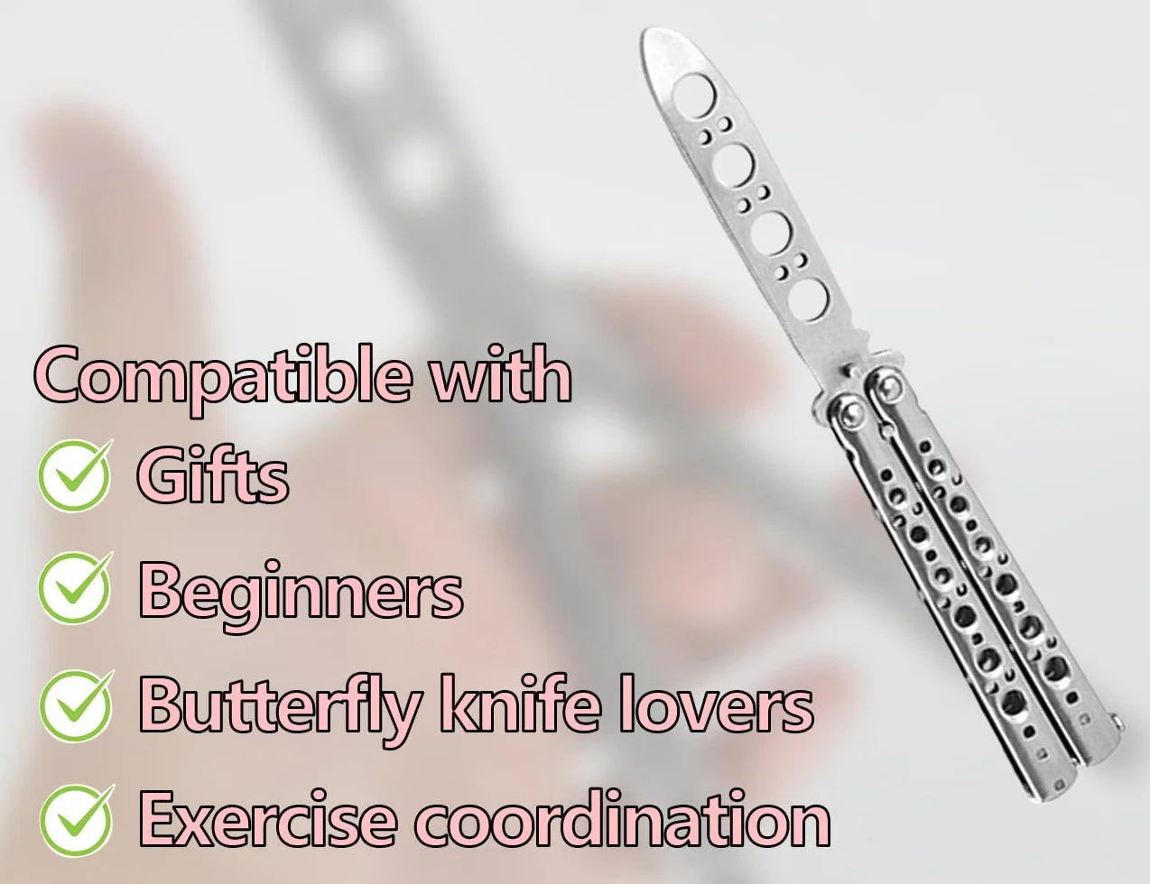 Cuchillo de mariposa entrenador plateado ZoeTekway para principiantes